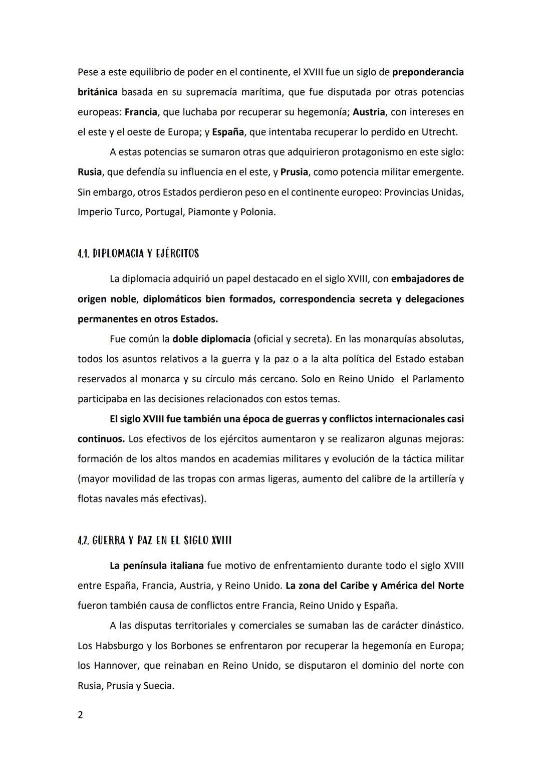 4. LAS RELACIONES INTERNACIONALES EN EL SIGLO XVIII
El siglo XVIII comenzó con la guerra de Sucesión española, conflicto que finalizó
con lo