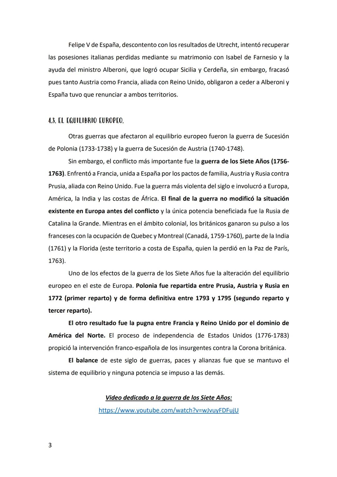 4. LAS RELACIONES INTERNACIONALES EN EL SIGLO XVIII
El siglo XVIII comenzó con la guerra de Sucesión española, conflicto que finalizó
con lo
