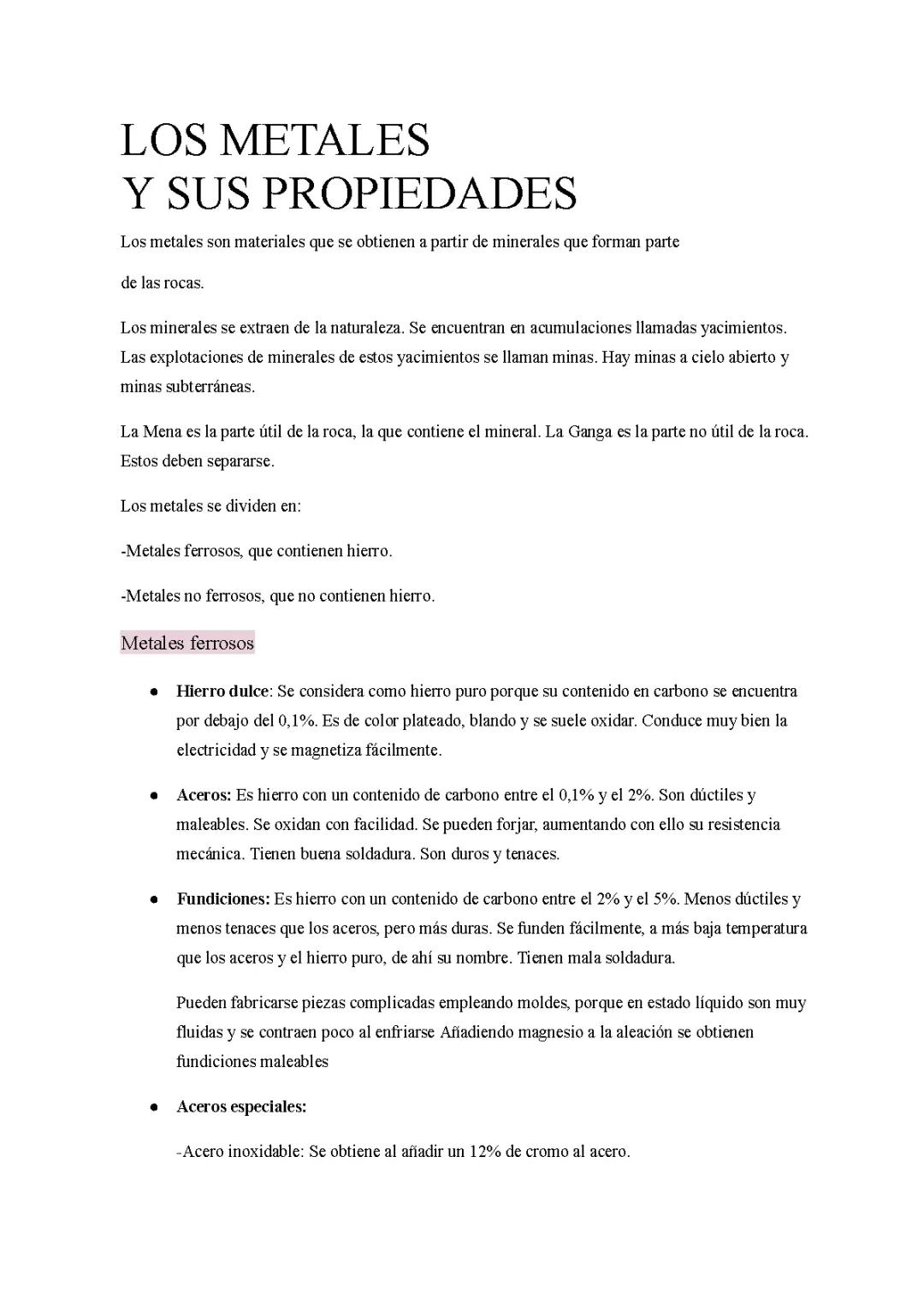 Los metales y sus propiedades