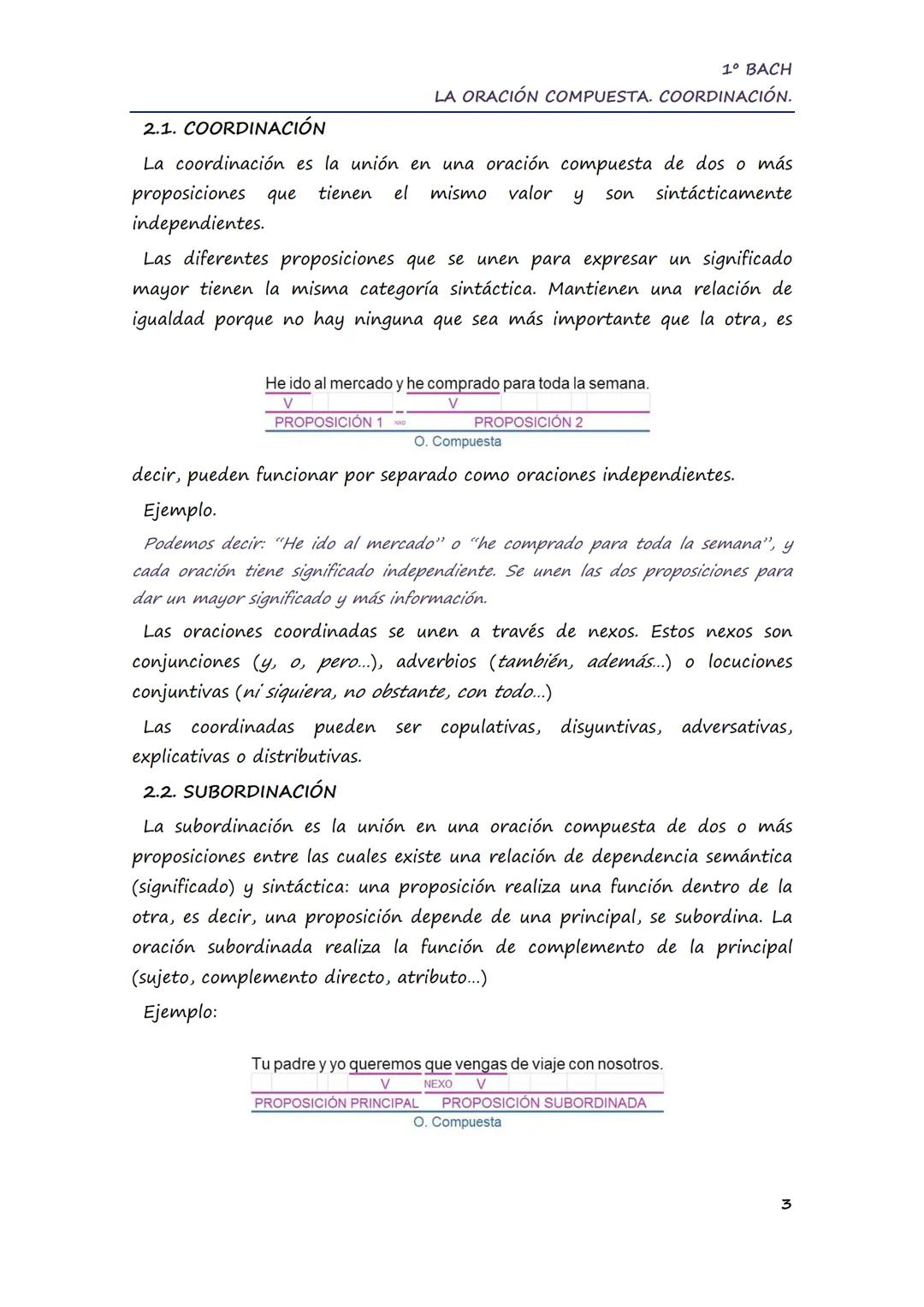 1º BACH
LA ORACIÓN COMPUESTA. COORDINACIÓN.
LA ORACIÓN COMPUESTA
1) LA ORACIÓN SIMPLE Y LA ORACIÓN COMPUESTA
"La heroica ciudad dormía la si