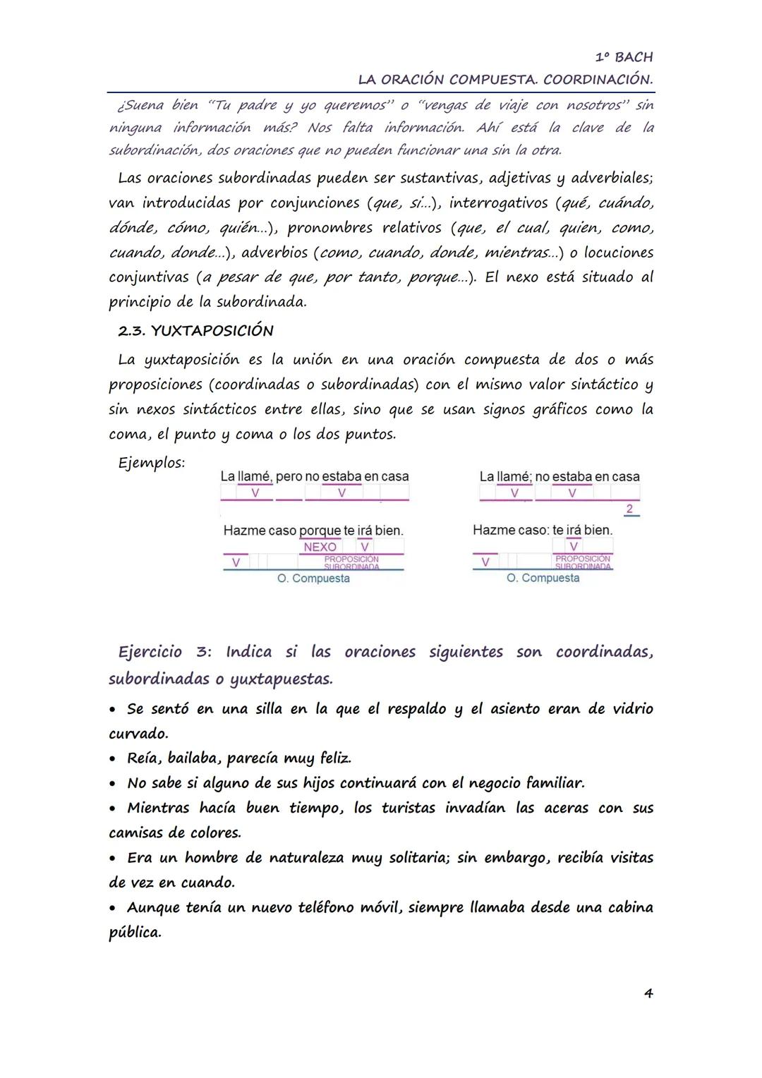 1º BACH
LA ORACIÓN COMPUESTA. COORDINACIÓN.
LA ORACIÓN COMPUESTA
1) LA ORACIÓN SIMPLE Y LA ORACIÓN COMPUESTA
"La heroica ciudad dormía la si