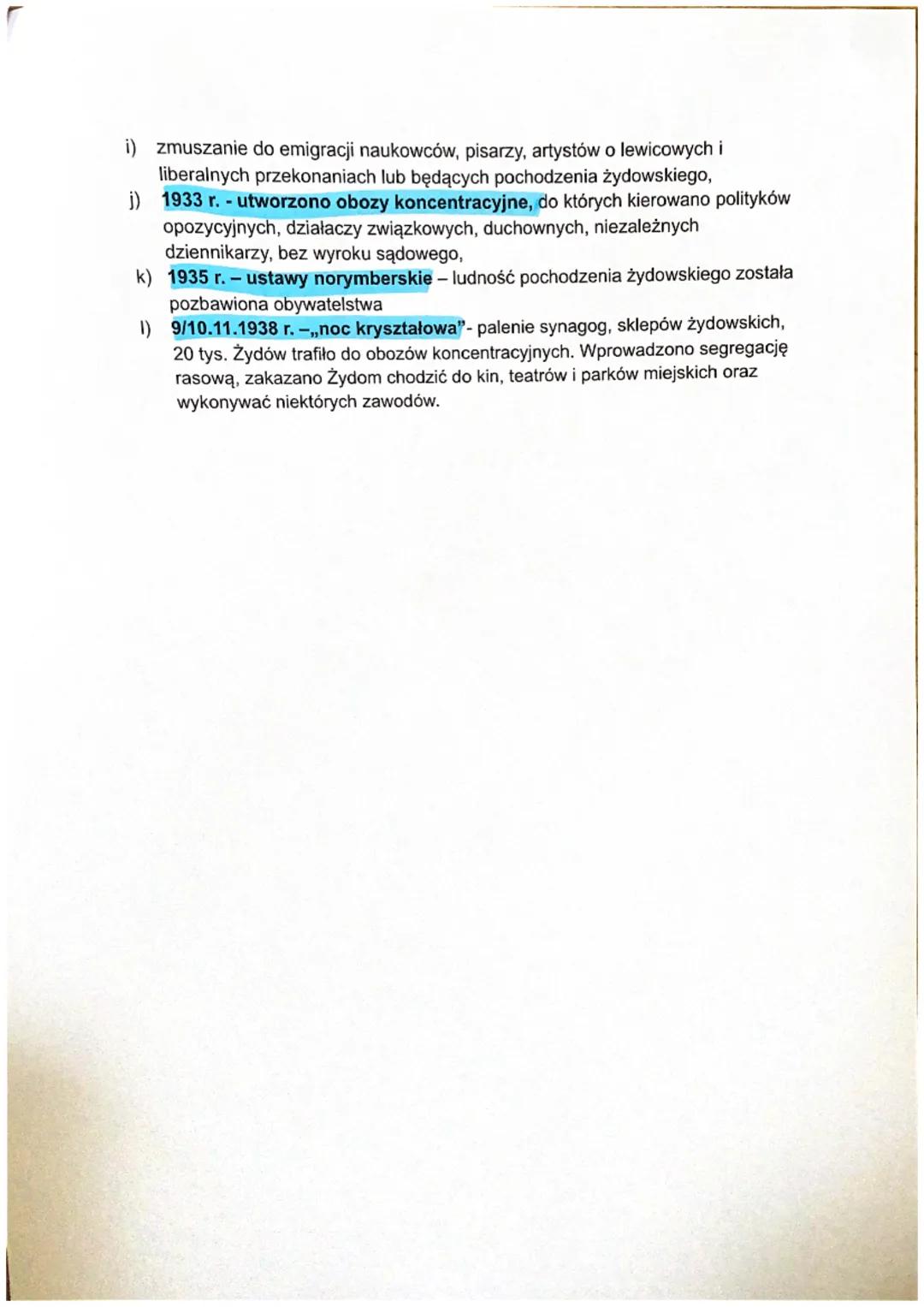 # Temat: Nazizm w Niemczech
1. Przyczyny powstania w Niemczech nazizmu (narodowego socjalizmu)
a) poczucie krzywdy i upokorzenia Niemców