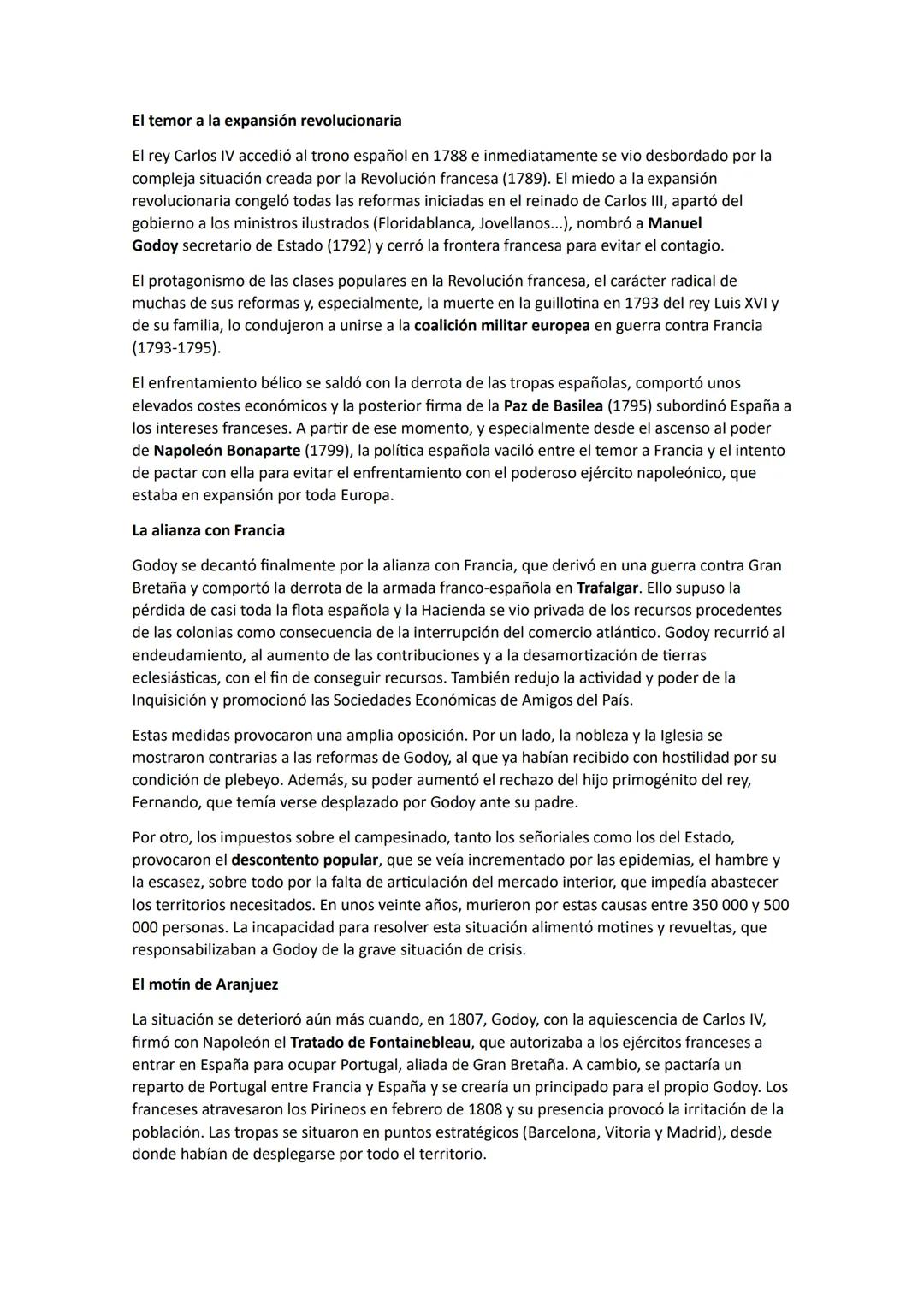 Resumen "La crisis del Antiguo Regimen, el reinado de Carlos IV"
