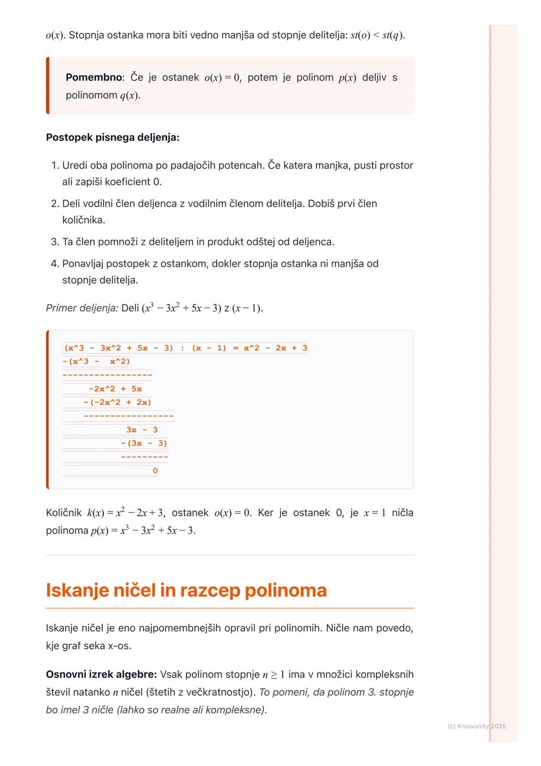 # Polinomi in njihove lastnosti
Uvod v polinome
Polinomi so ene od osnovnih funkcij v matematiki. So v bistvu posplošitev
linearnih in kva