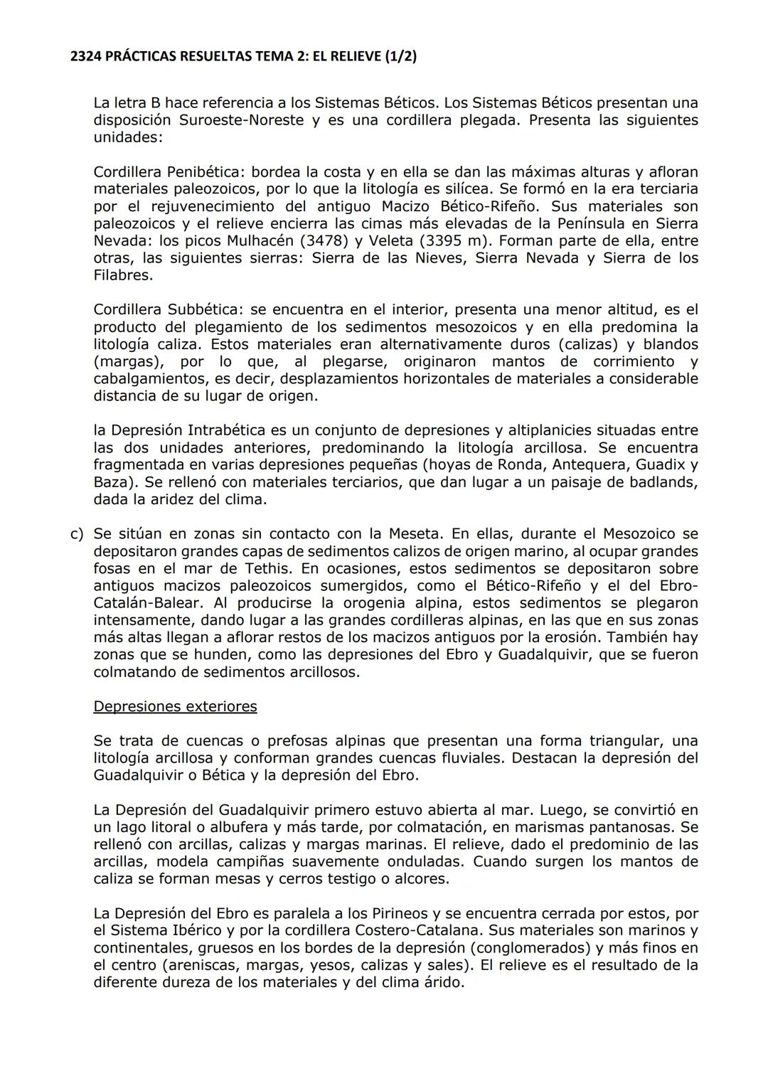 2324 PRÁCTICAS RESUELTAS TEMA 2: EL RELIEVE (1/2)
I. PRÁCTICA 10-13-14
2. En el gráfico siguiente se representa un perfil topográfico de la