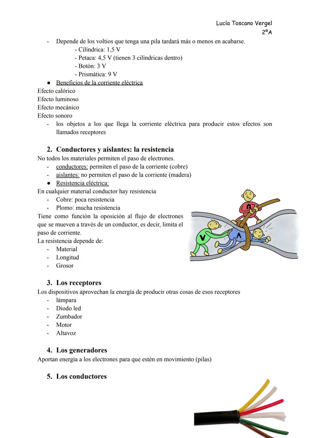 Lucía Toscano Vergel
2°A
>>> La electricidad <<<
1. La materia y el átomo
La materia está formada por átomos, y estos a su vez por tres
t