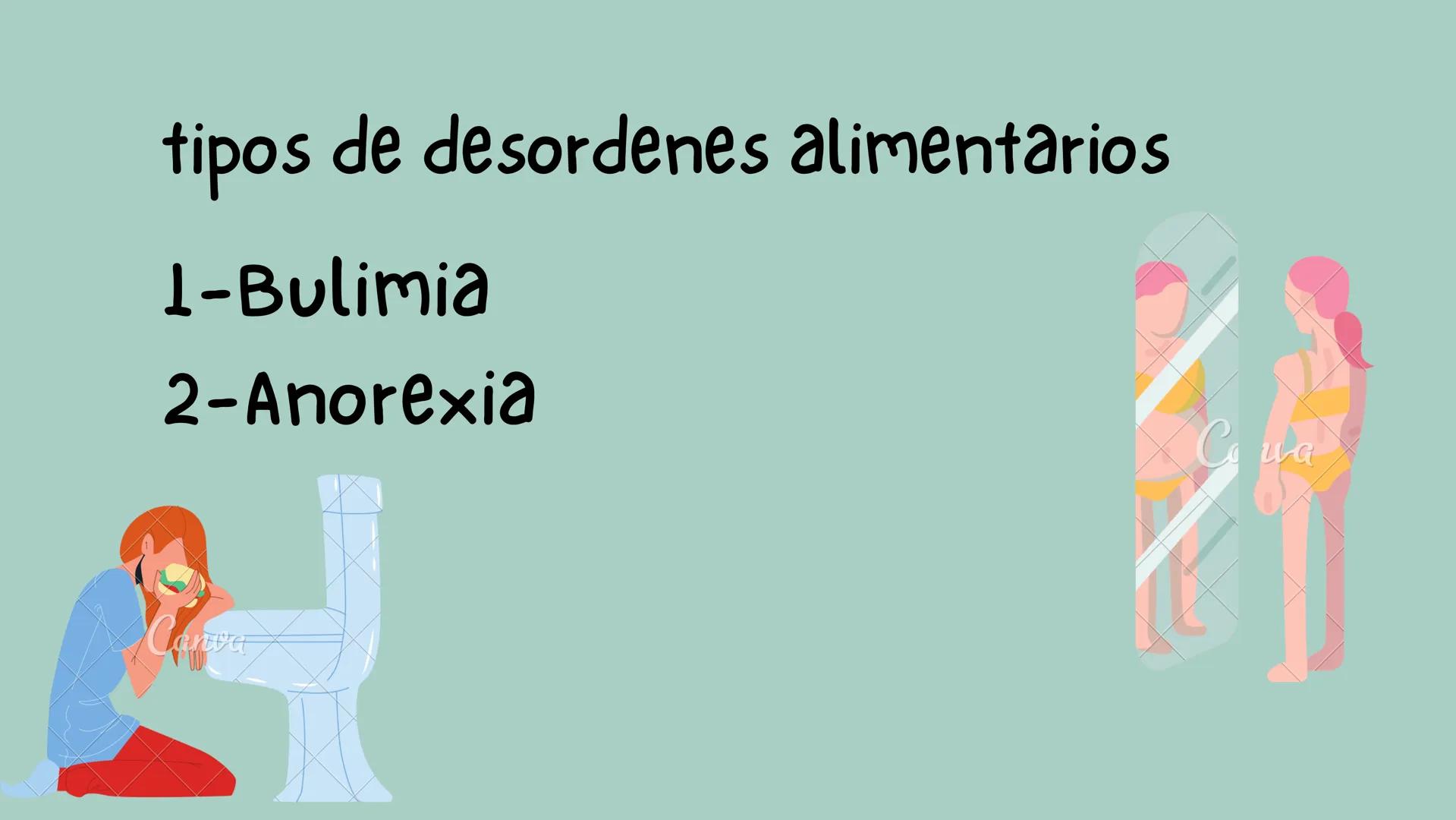 va
!!
DESORDENES
ALIMENTARIOS
Yoselin y marlon tipos de desordenes alimentarios
1-Bulimia
2-Anorexia
- Cartier
UG ¿que es la bulimia y la
an