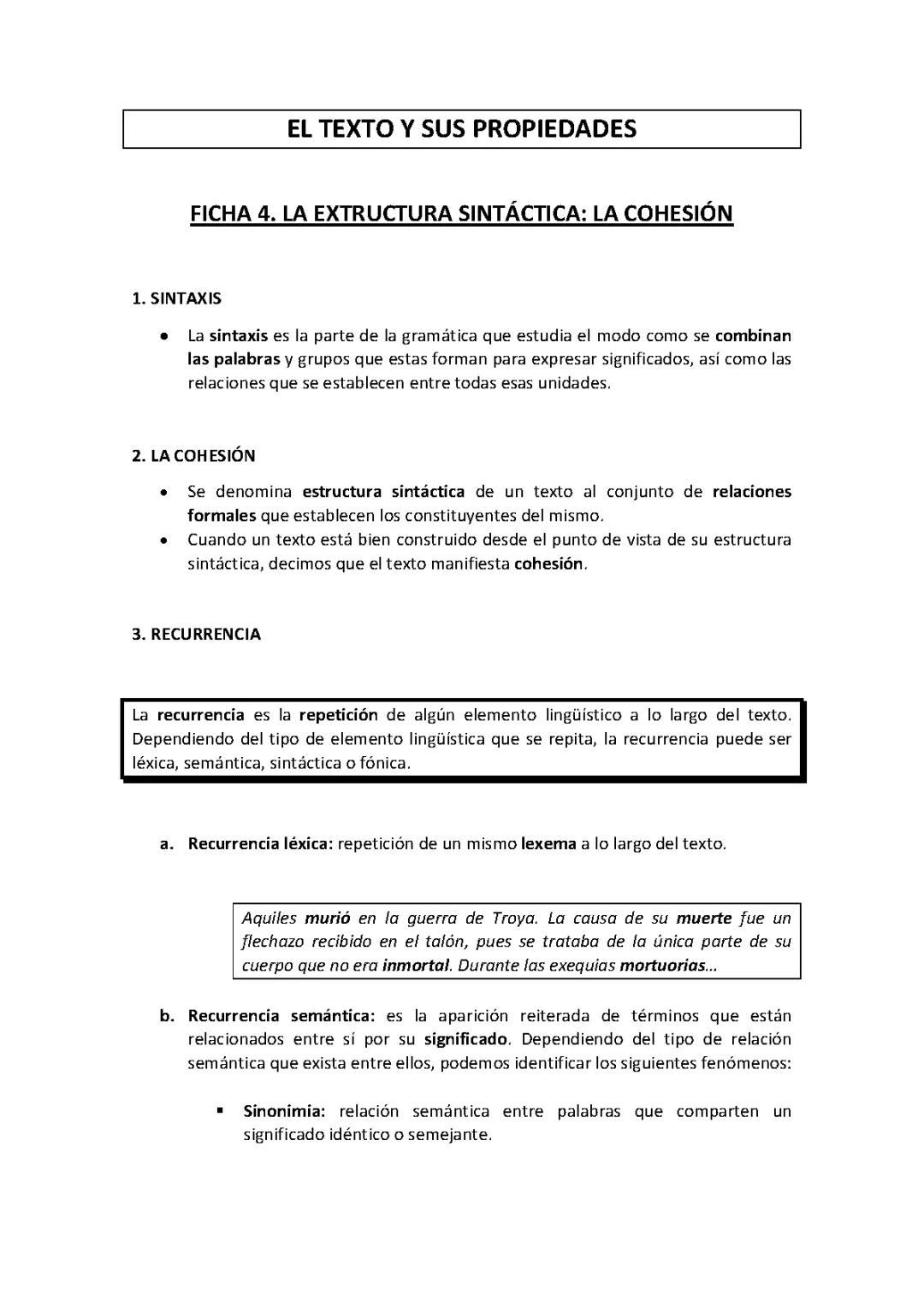 La estructura sintáctica (la cohesión)
