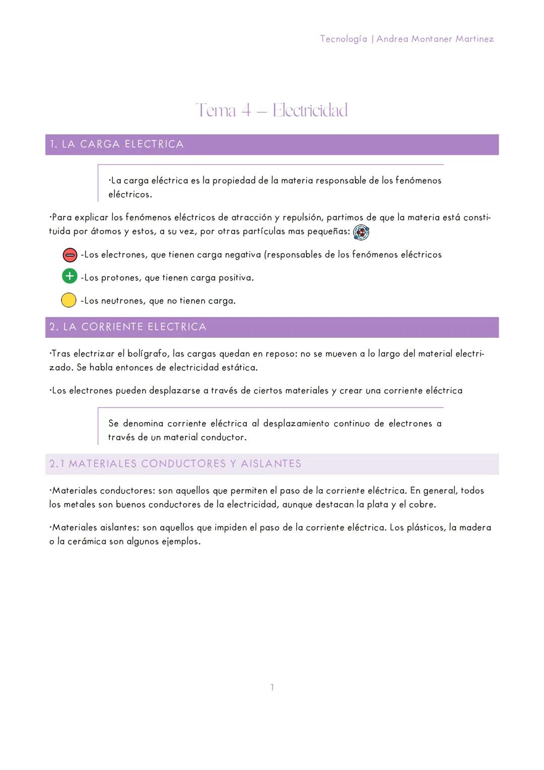 <p>La carga eléctrica es la propiedad de la materia responsable de los fenómenos eléctricos.</p>
<h2 id="lacorrienteelctrica">La Corriente