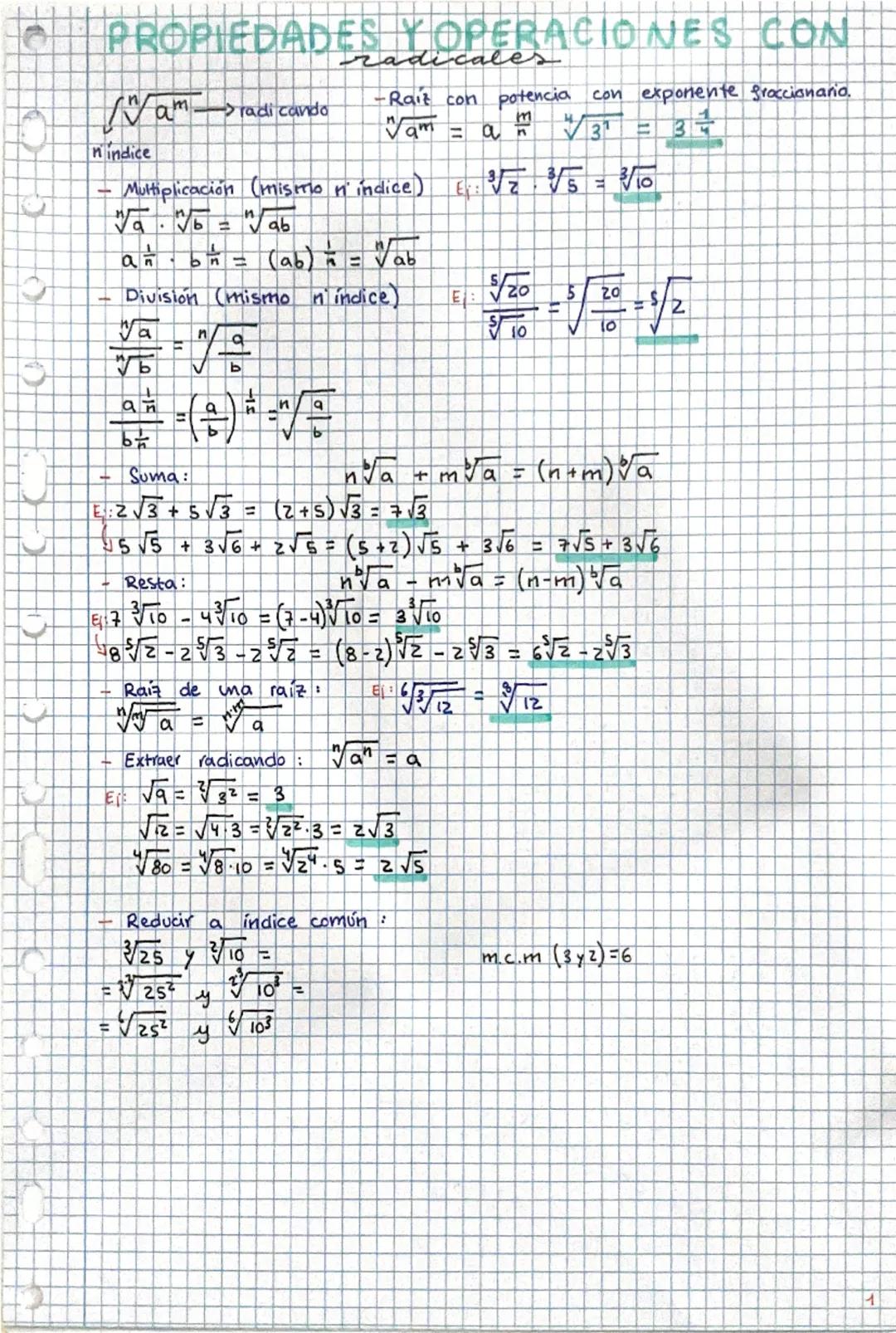 Radicales, factorización de polinomios, intervalos y semirrectas, números reales y racionalizar raíces