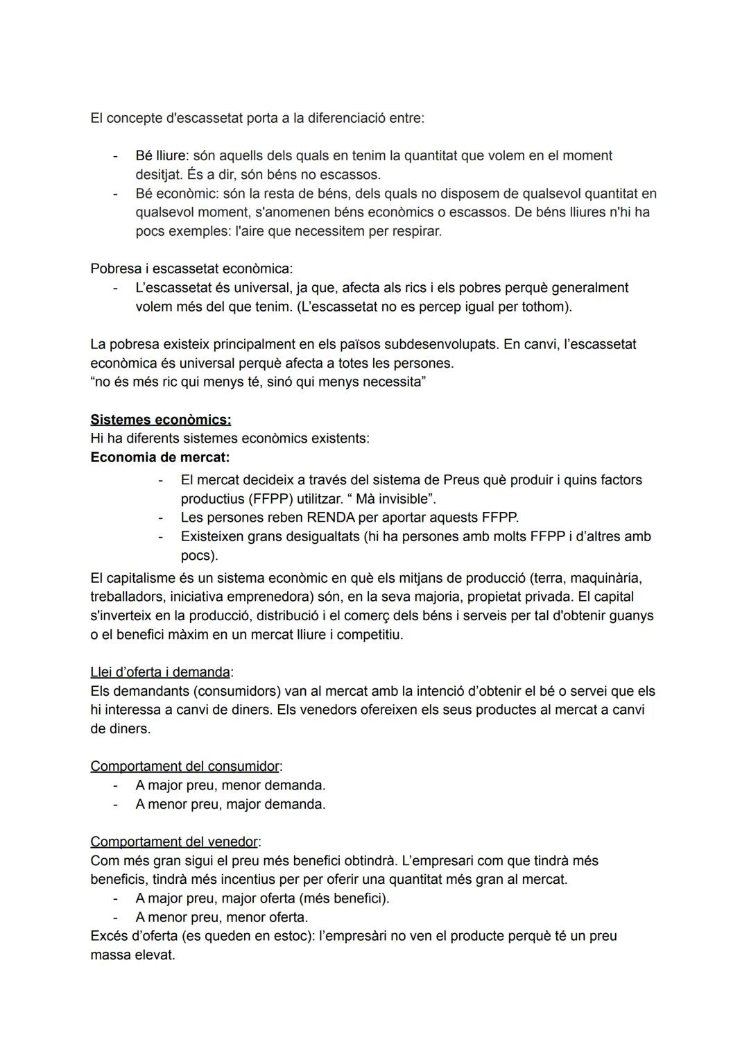 RESUM ECONOMIA
El concepte d'economia i els Sistemes Econòmics
Què és l'economia?La necessitat d'escollir. L'estudi de l'economia
És una ciè