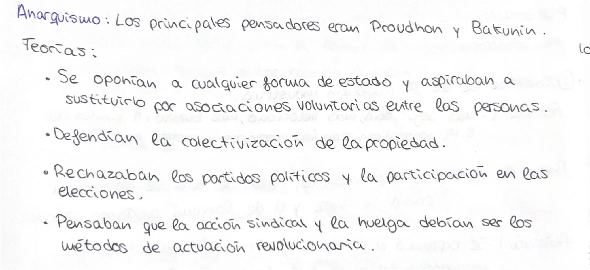 ## ② Marxismo y Anarquismo.
Marxismo: Los principales pensadores eran : Marx y Engels.
Teorías:
* El motor de la historia, es la lucha