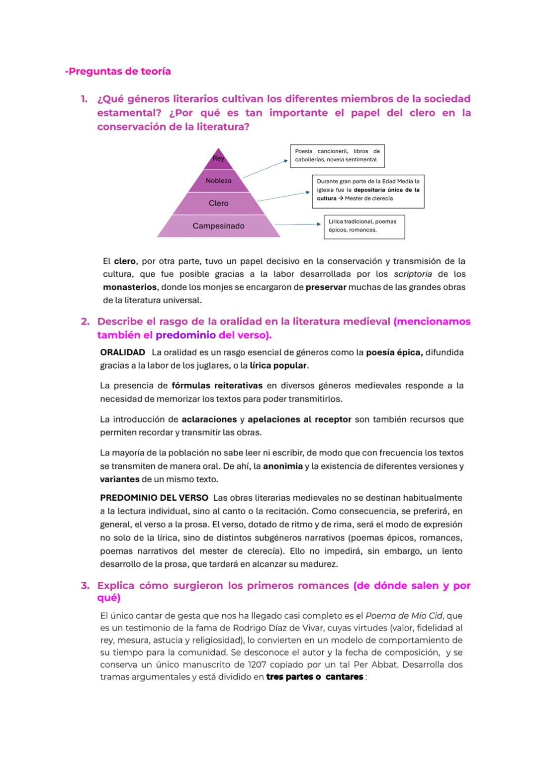 # -Comentario de un fragmento del Mio Cid
Aparecerán los puntos que hay que contestar a modo de guía, pero hay que
responder como aparece e