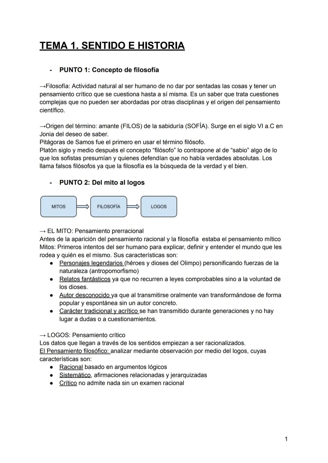 FILOSOFÍA 1°BACH TEMA 1