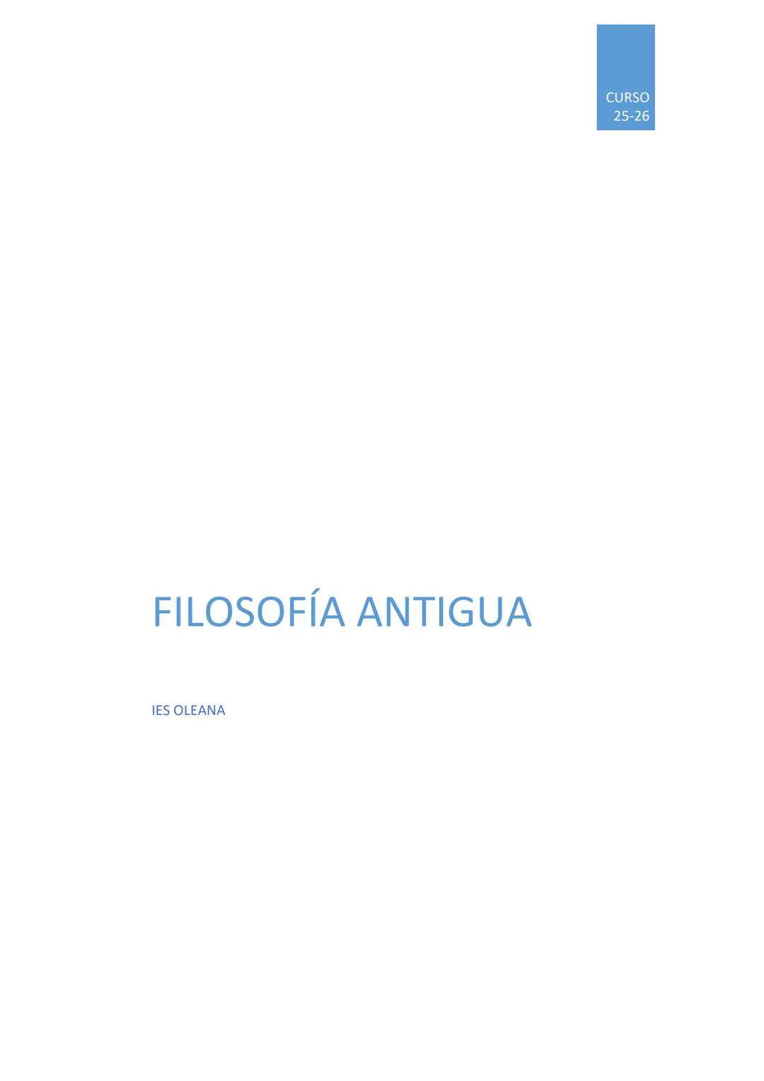 CURSO
25-26
FILOSOFÍA ANTIGUA
IES OLEANA # BLOQUE I- FILOSOFÍA ANTIGUA
1- COSMOVISIÓN MÍTICA Y EXPLICACIÓN FILOSÓFICA
La palabra "filoso