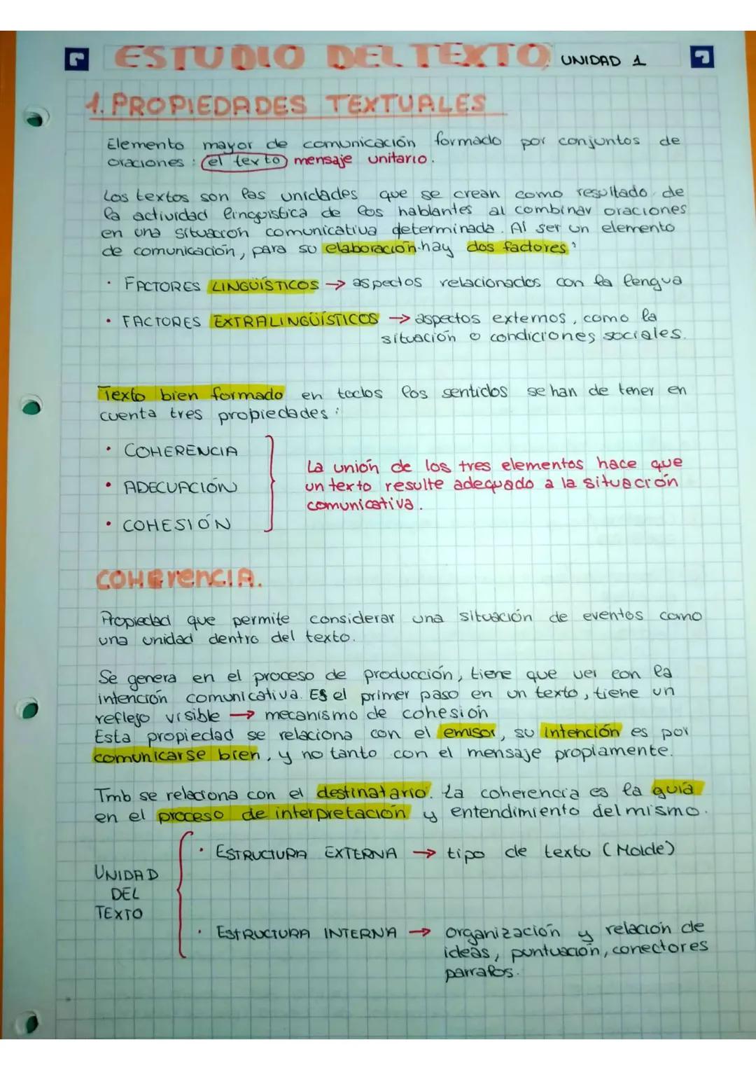 □ ESTUDIO
4. PROPIEDADES
Elemento mayor de comunicación formado por conjuntos de
oraciones: el tex to mensaje unitario.
Los textos son las u
