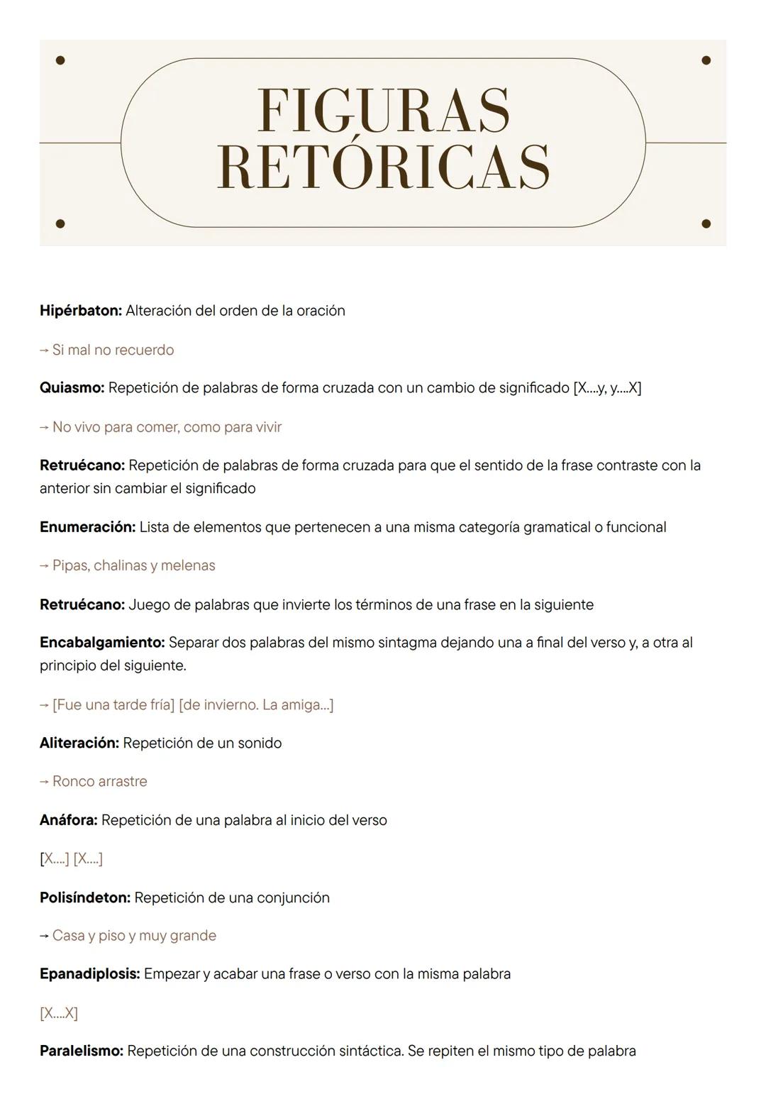 Hipérbaton: Alteración del orden de la oración
→ Si mal no recuerdo
FIGURAS
RETÓRICAS
Quiasmo: Repetición de palabras de forma cruzada con u