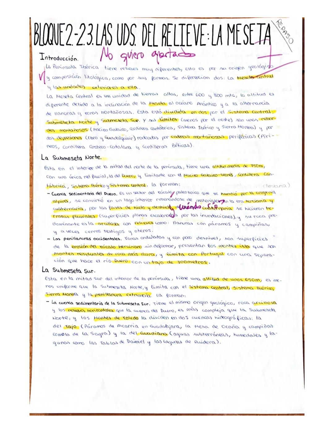 REPASO
BLOQUE 2-23. LAS UDS DEL RELIEVE LA MESETA
No quiero apertad
Introducción.
La Península Ibérica tiere relices muy diferentes, esto es