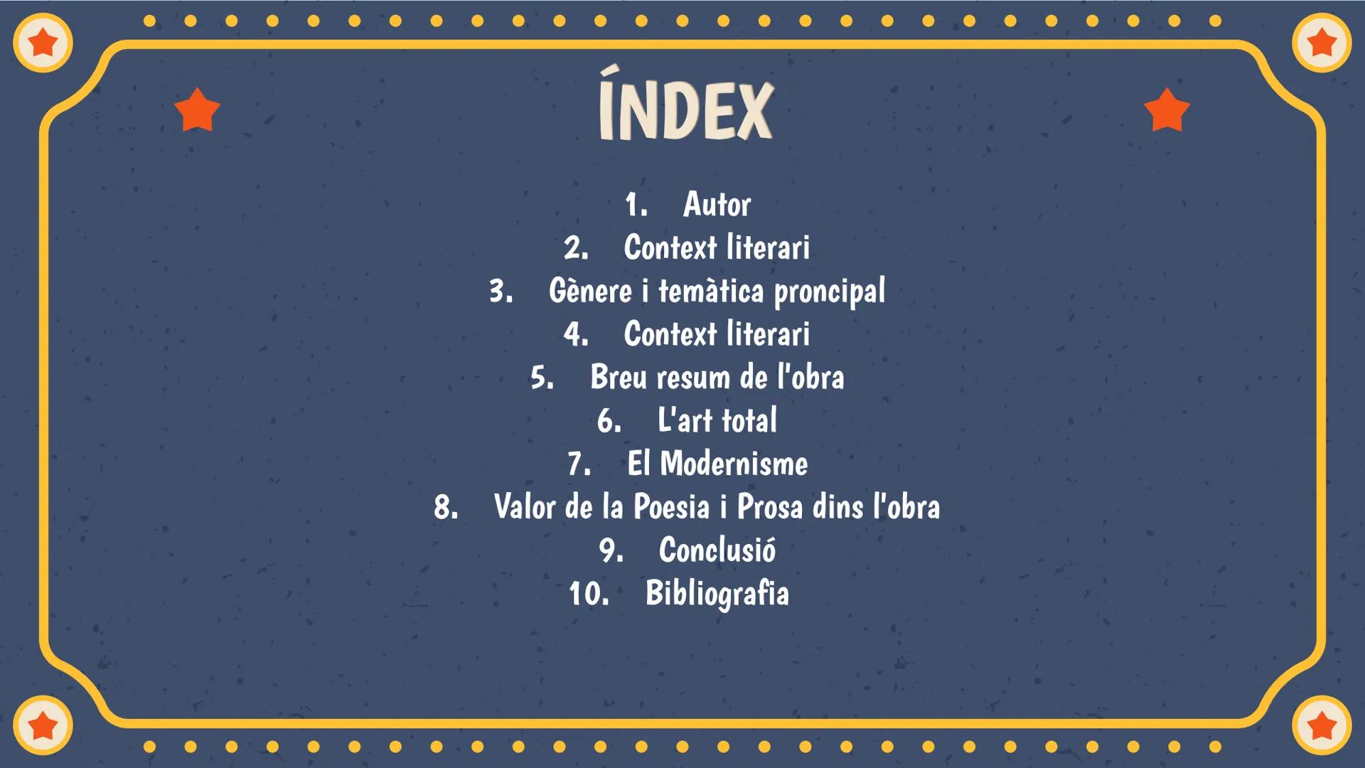 # L'ALEGRIA
## QUE PASSA
Gemma, Pol G. i Olivia # ÍNDEX
1. Autor
2. Context literari
3. Gènere i temàtica proncipal
4. Context literari
5.
