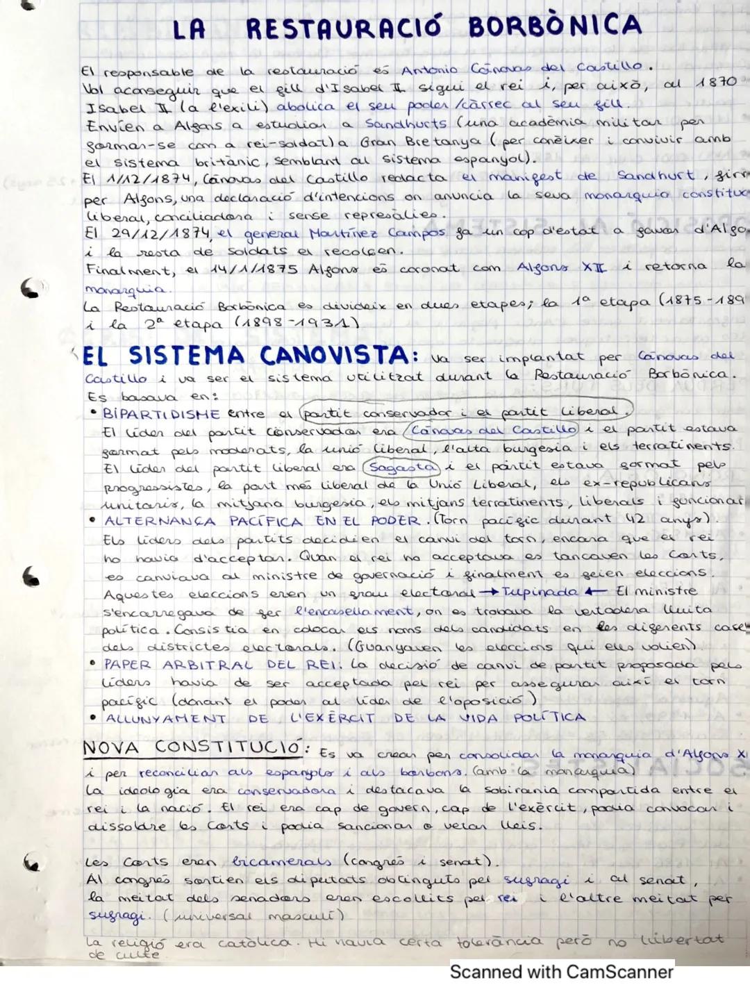 Restauración Borbónica Primera Mitad (1874-1898)