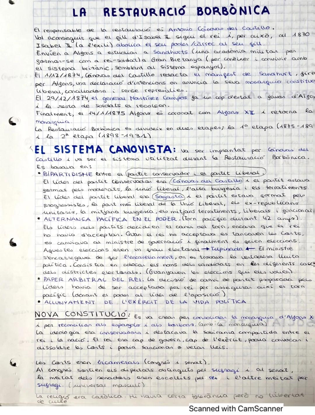 LA
El responsable de la restauració
és Antonio Canovas del Castillo.
estudian
per
Vol aconseguir que el fill d'Isabel II sigui el rei i, per