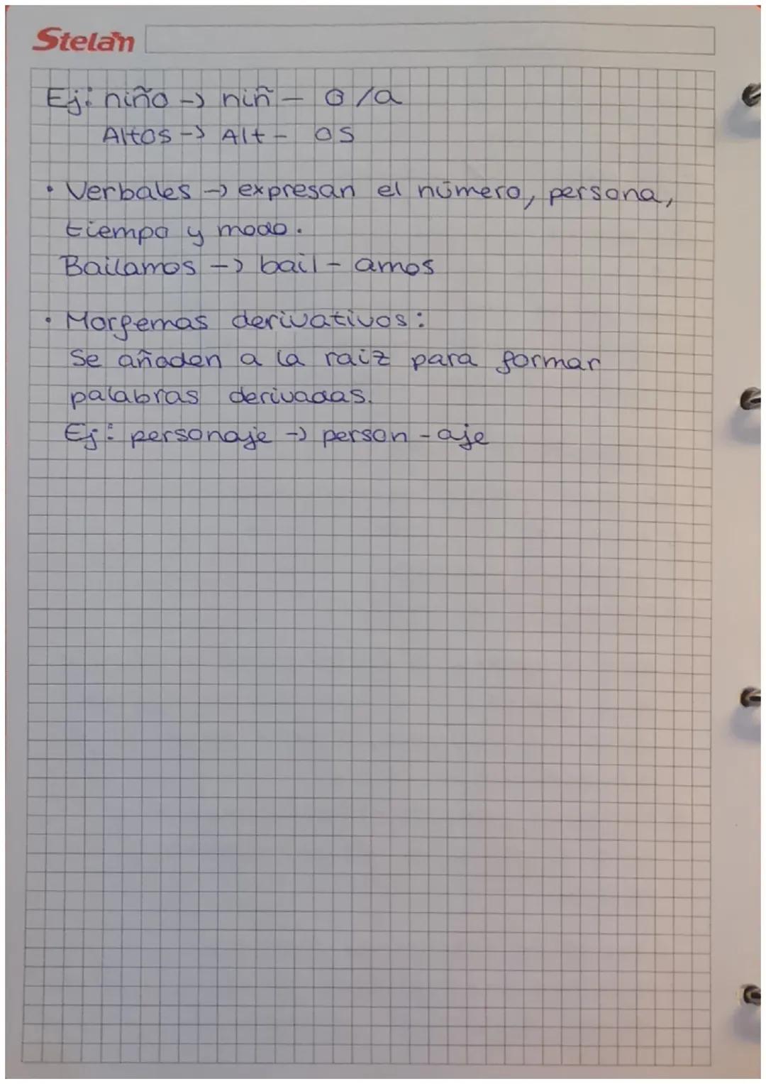 Stelan Léxico
pág 202
Las palabras se pueden dividir en partes
más pequeñas.
Ej patos
pat-os
dividimos
Las partes más pequeñas en que
Tas pa