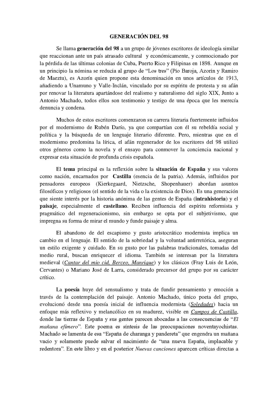 LA GENERACIÓN DEL 98