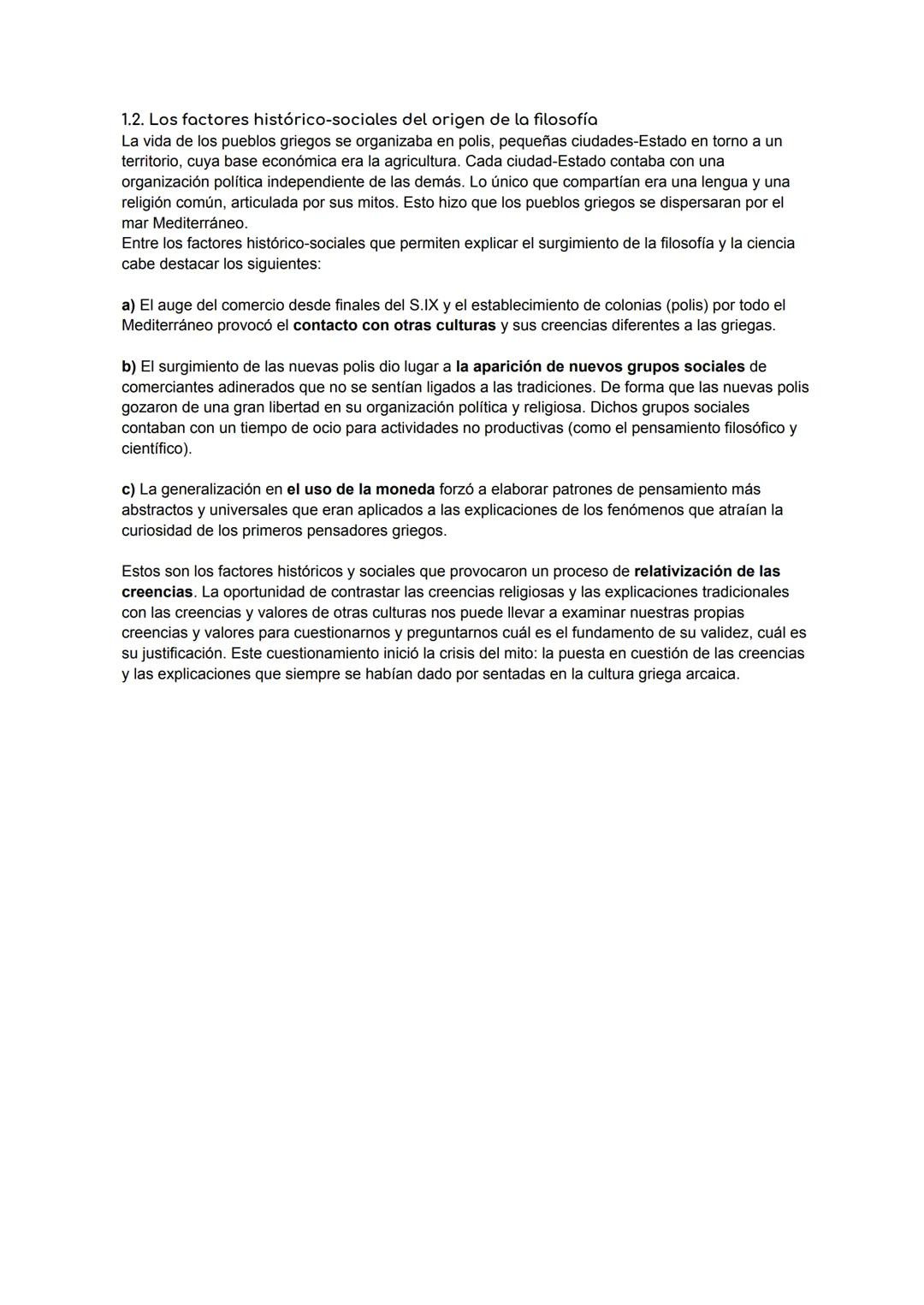 TEMA 1. EL SURGIMIENTO DE LA FILOSOFÍA OCCIDENTAL EN GRECIA.
COSMOVISIÓN MÍTICA Y TEORIZACIÓN FILOSÓFICA.
1. EL NACIMIENTO DE LA FILOSOFÍA:
