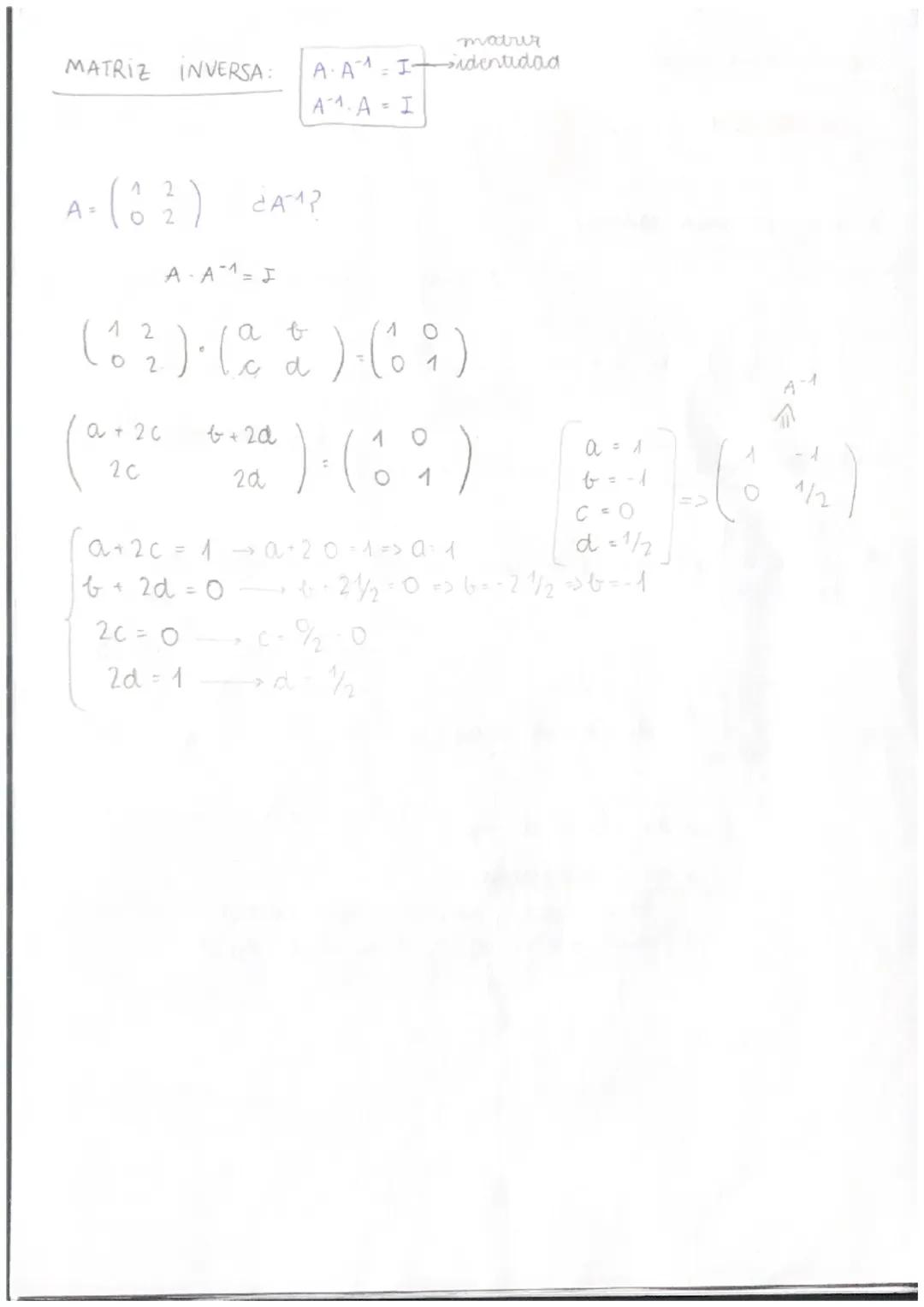 MATRIZ TRASPUESTA:
A=
A =
51
8 0-23
7
RANGO DE UNA MATRIZ:
* GAUSS
181 =
1
23
456
789
X DETERMINANTES
2
141 = 2
0
-13
1 5
2 1
555
67
8
9 10