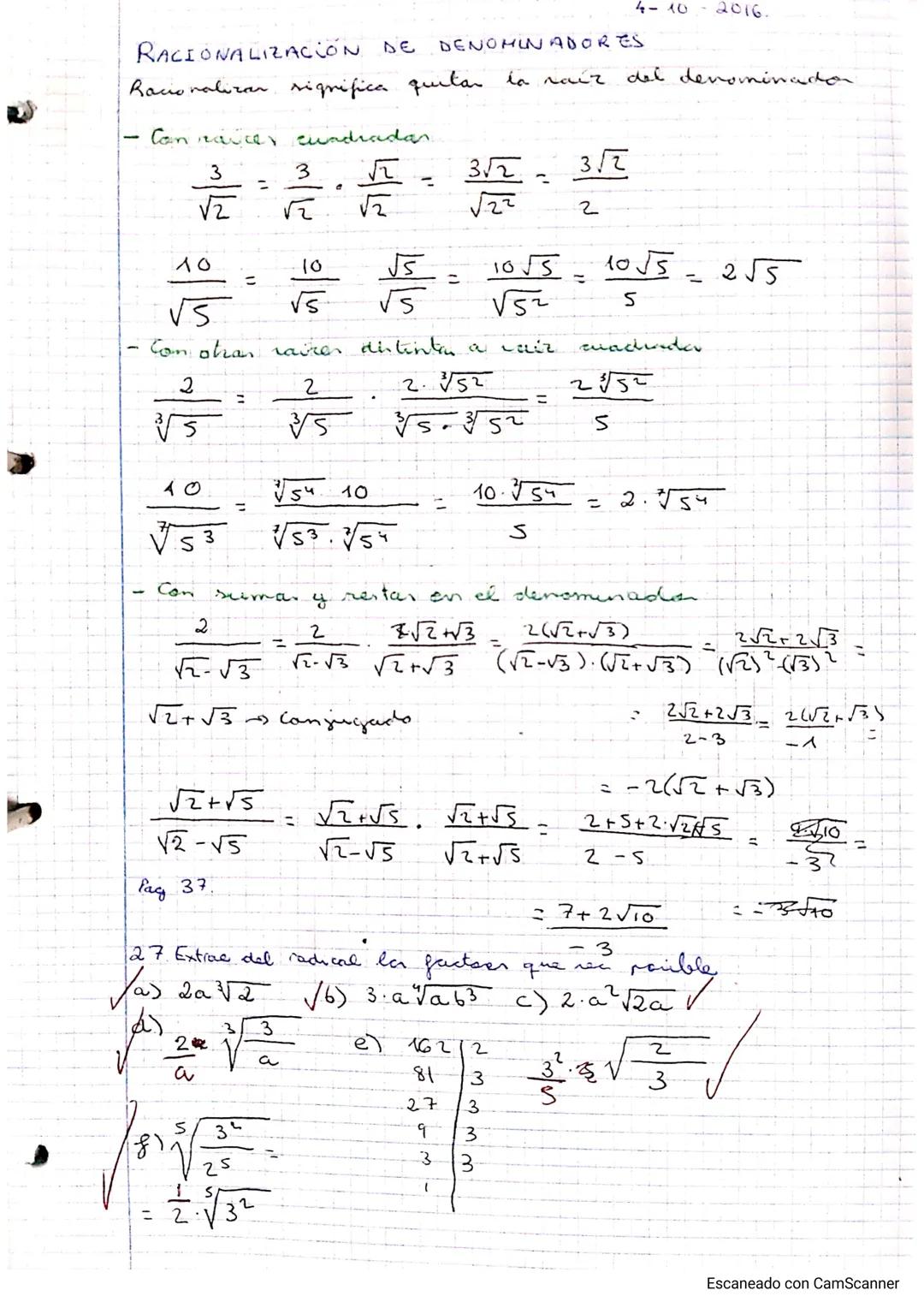 RACIONALIZACIÓN DE
DENOMINADORES
Racionalizar significa quitar la raíz del denominador.
Con raicer cuadradar.
3
√
√र
//b
40
एउ
lag 37.
Jetvs