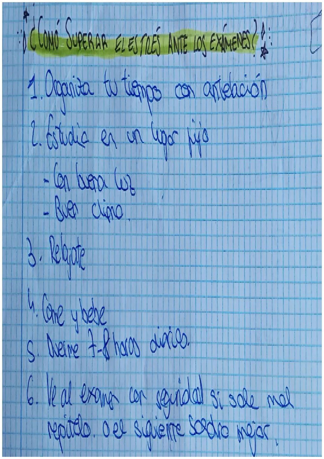 & ¿ COMÓ SUPERAR EL ESTRÉS ANTE LOS EXÁMENEST
1. Croanita tu tiempo con antelación
2. Estudia en un upor hiyo
по
- Con buena wy
-Buen clime