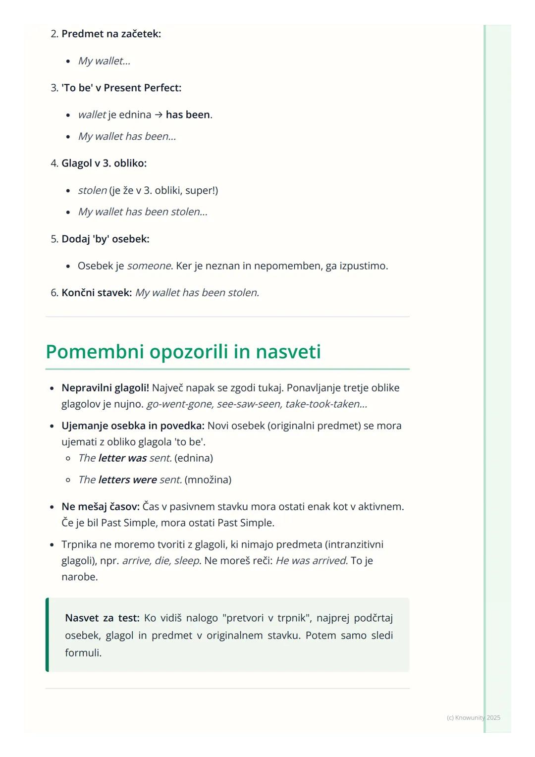 # Trpnik (Passive Voice)
Uvod v trpnik (Passive voice)
Trpnik ali pasiv je glagolska oblika, pri kateri osebek ni vršilec dejanja, ampak
j