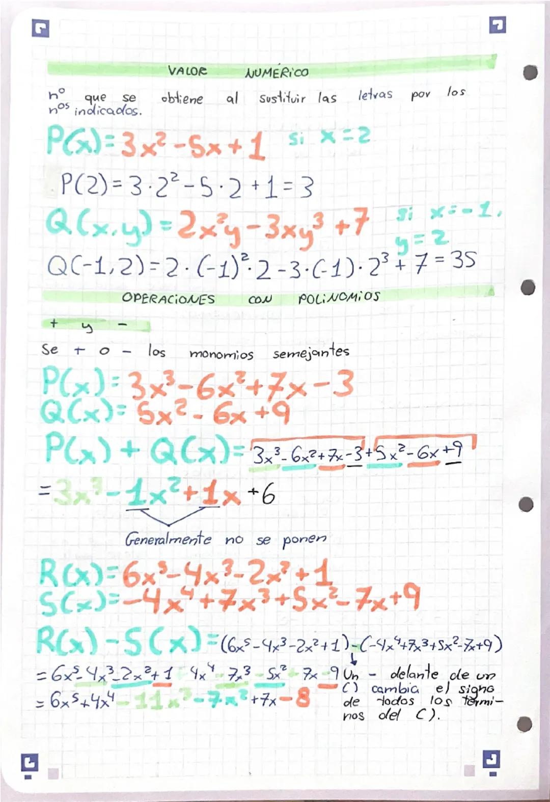 # STEP 12: LOS POLINOMIOS
POLINOMIOS
Son sumas y restas de monomios no semejantes.
$P(x) = 3x^4 - 2x^3 + 5x^2 + 7x - 6$
TERMINOS
TERMIN