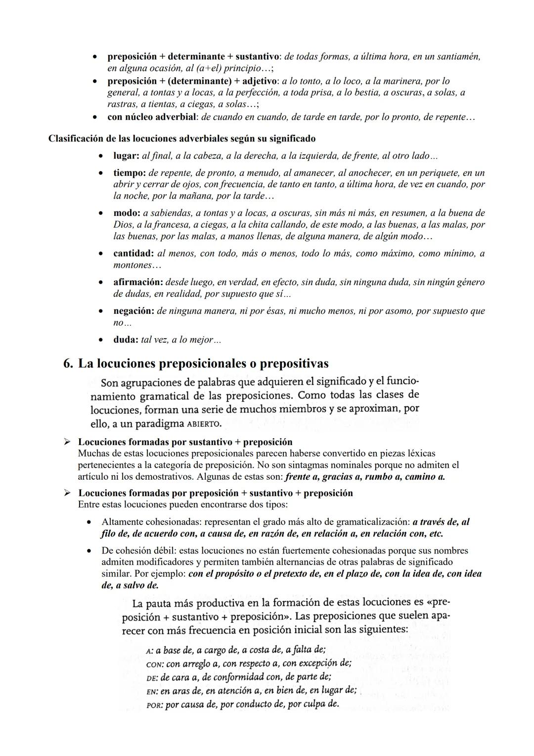 Las locuciones según la Nueva gramática de la lengua
española de la RAE
1. Grupos sintácticos lexicalizados y semilexicalizados: conepto de