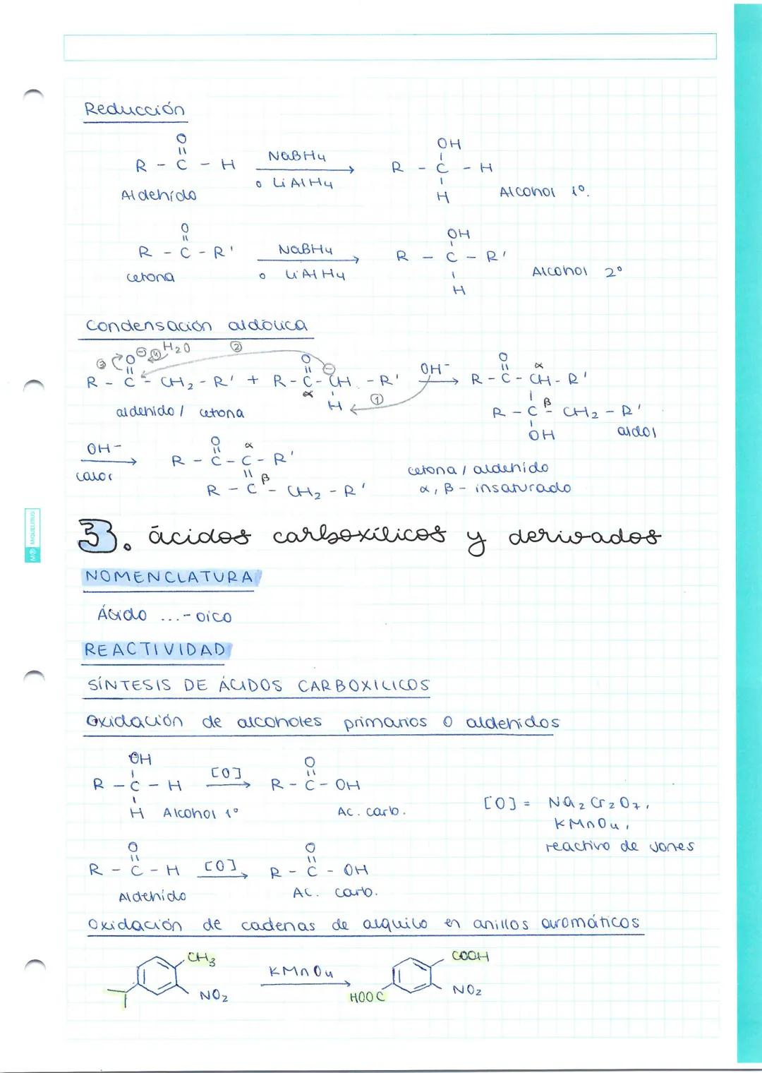 tema
9
GRUPO CARBONILO: ALDEHIDOS, CETONAS,
ÁCIDOS CARBOXILICOS Y DERIVADOS
1. reactividad del grupo carborilo
SUSTITUCIÓN
• Se ve favorecid