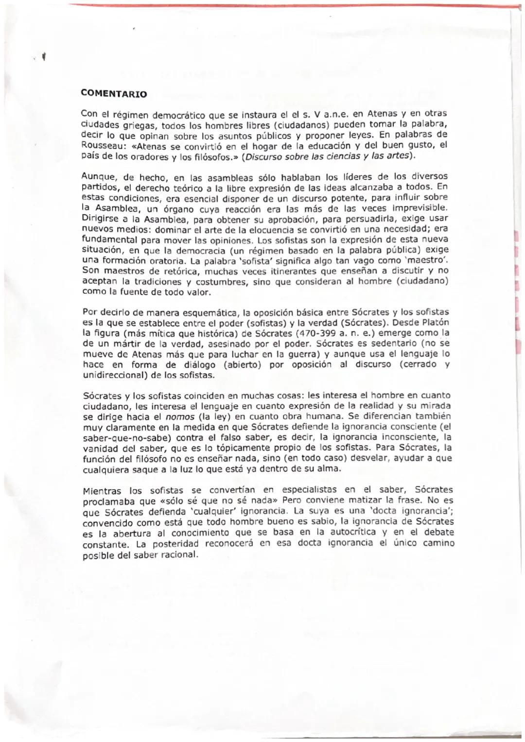 DIFERENCIAS BÁSICAS ENTRE SÓCRATES Y SOFISTAS
Hay algunas profundas diferencias entre Sócrates y Sofistas, que
clásicamente se han esquemati