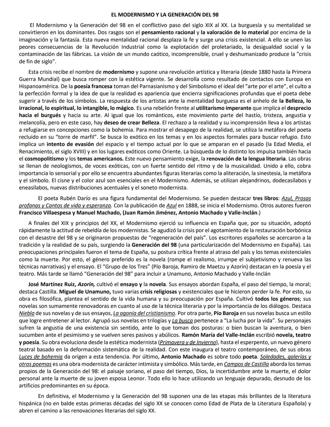 EL MODERNISMO Y LA GENERACIÓN DEL 98
El Modernismo y la Generación del 98 en el conflictivo paso del siglo XIX al XX. La burguesía y su ment
