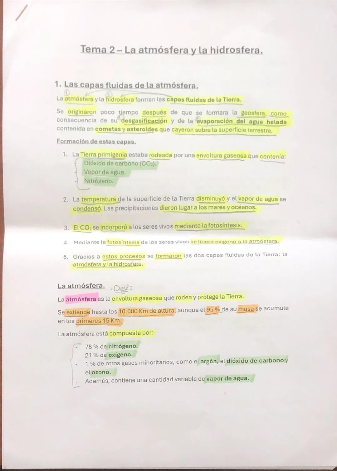 ATMÓSFERA Y HIDROSFERA - BIOLOGÍA 1ºESO