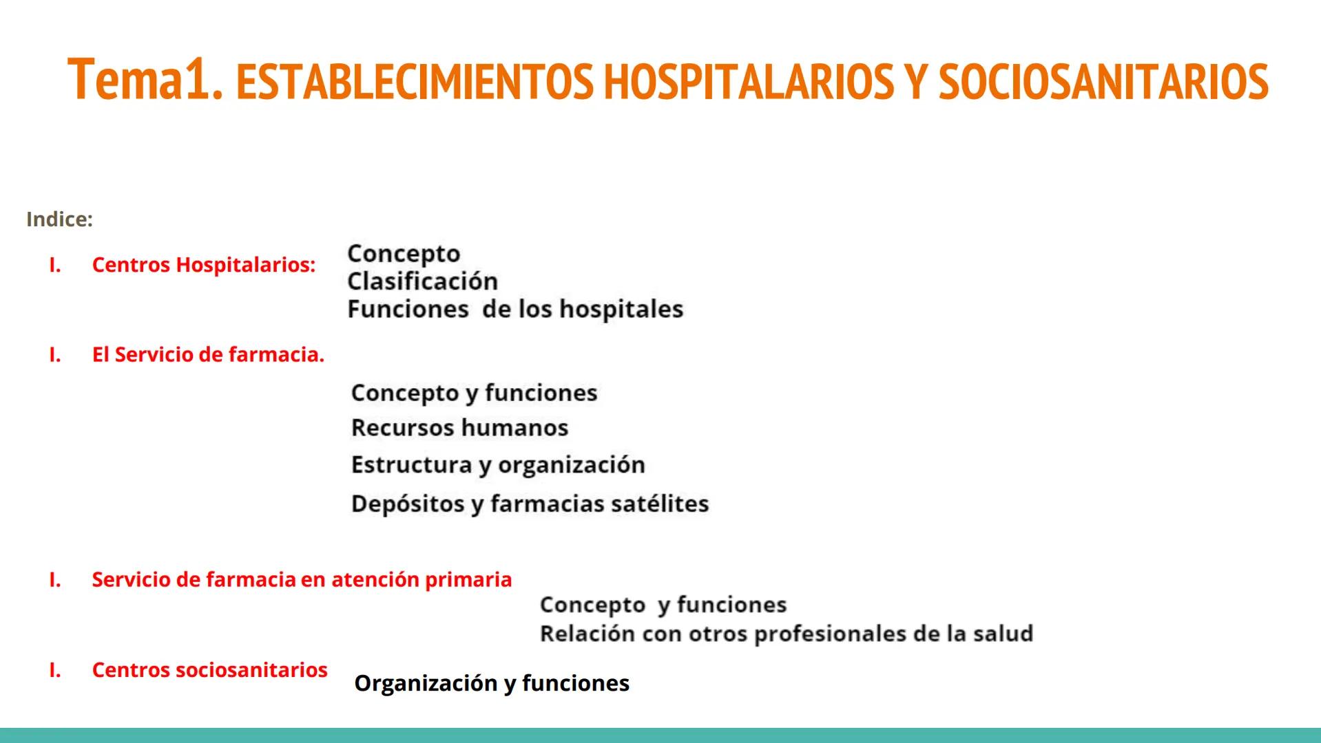 TEMA 1.
ESTABLECIMIENTOS
HOSPITALARIOS Y
SOCIOSANITARIOS Indice:
I. Centros Hospitalarios:
I.
Tema1. ESTABLECIMIENTOS HOSPITALARIOS Y SOCIOS