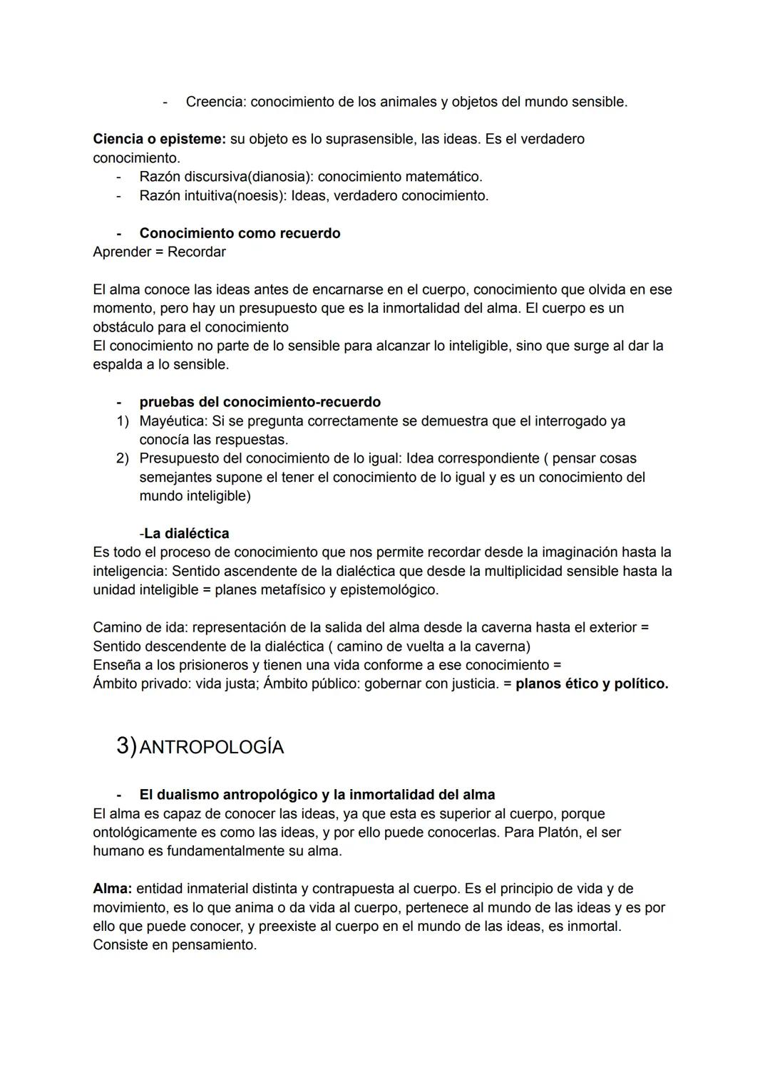 FILOSOFÍA: PLATÓN
1) METAFÍSICA
Diferencia entre mundo sensible e inteligible
Existen 2 realidades: El mundo de las ideas o inteligible, que