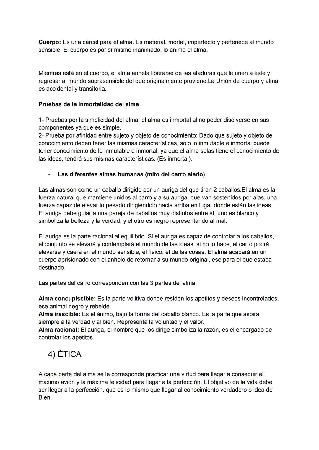 FILOSOFÍA: PLATÓN
1) METAFÍSICA
Diferencia entre mundo sensible e inteligible
Existen 2 realidades: El mundo de las ideas o inteligible, que