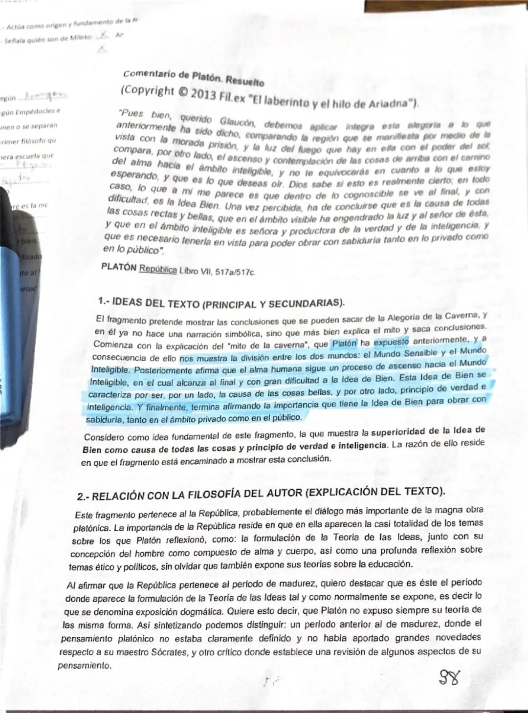 - Actúa como origen y fundamento de la N
- Señala quién son de Mileto: Ar
egún Argo
gún Empedocles e
inen o se separan
rimer filósofo qu
ve