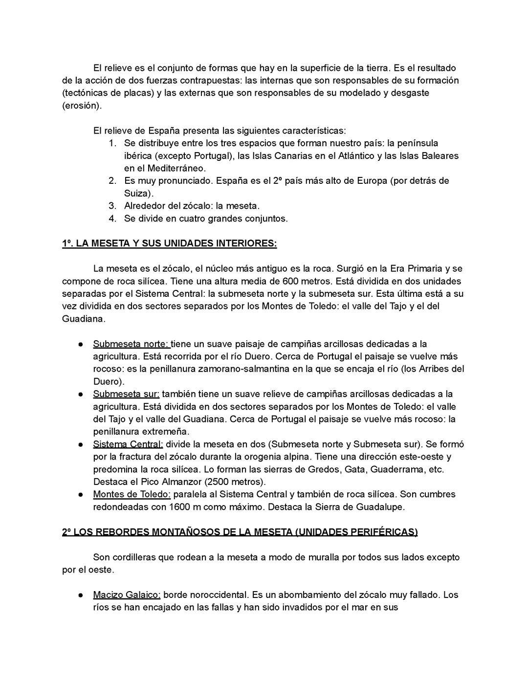 El relieve de España