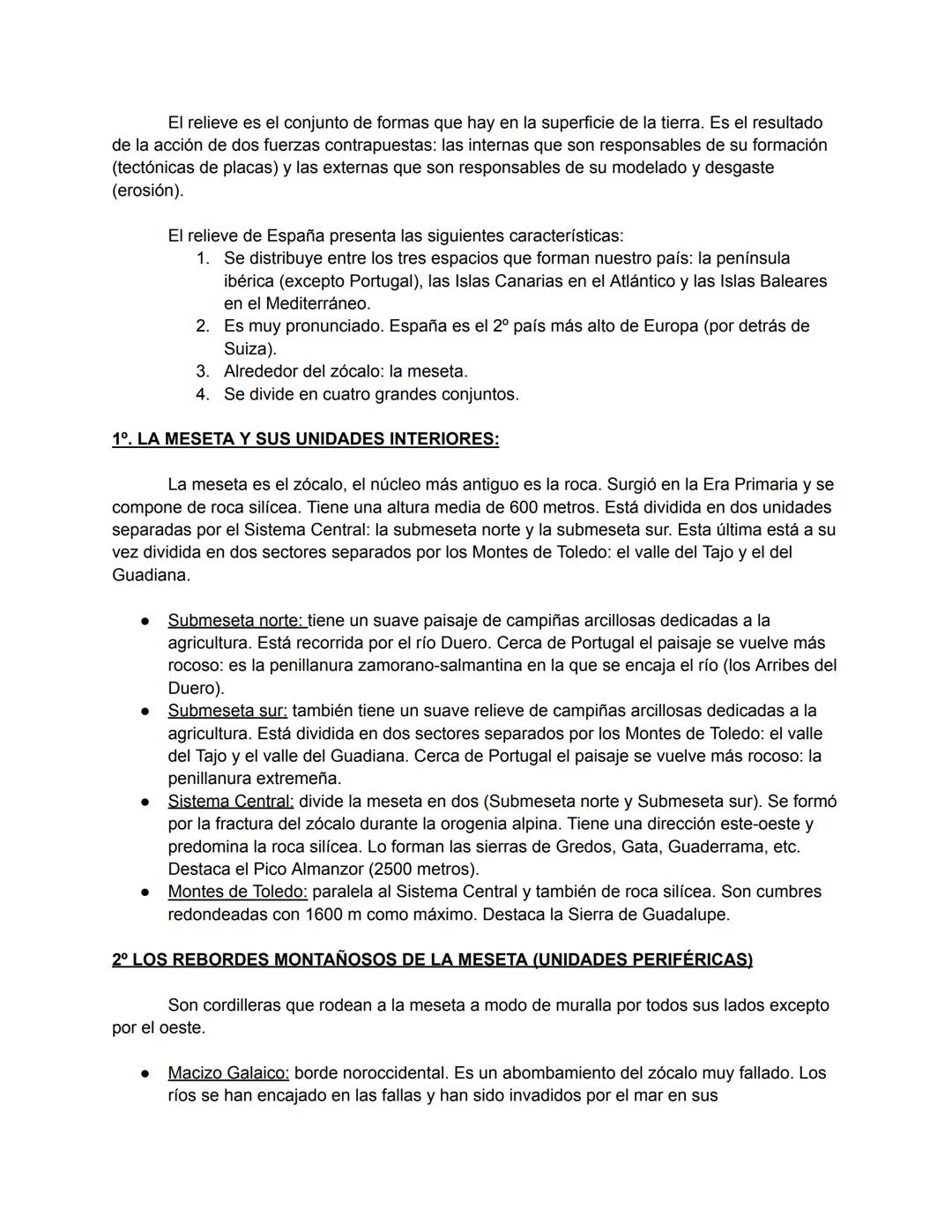 El relieve es el conjunto de formas que hay en la superficie de la tierra. Es el resultado
de la acción de dos fuerzas contrapuestas: las in