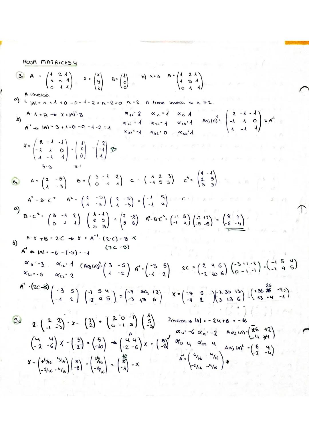 A+ x = 8
AX+B=C
X F - B=C
4 ECUACIONES MATRICIALES QUE SE PUEDEN DESPEJAR.
AX+X
AXB=C D X = A' ·C· B²²
AX + BX =CD (A + B) X =< →
AX+TX = B