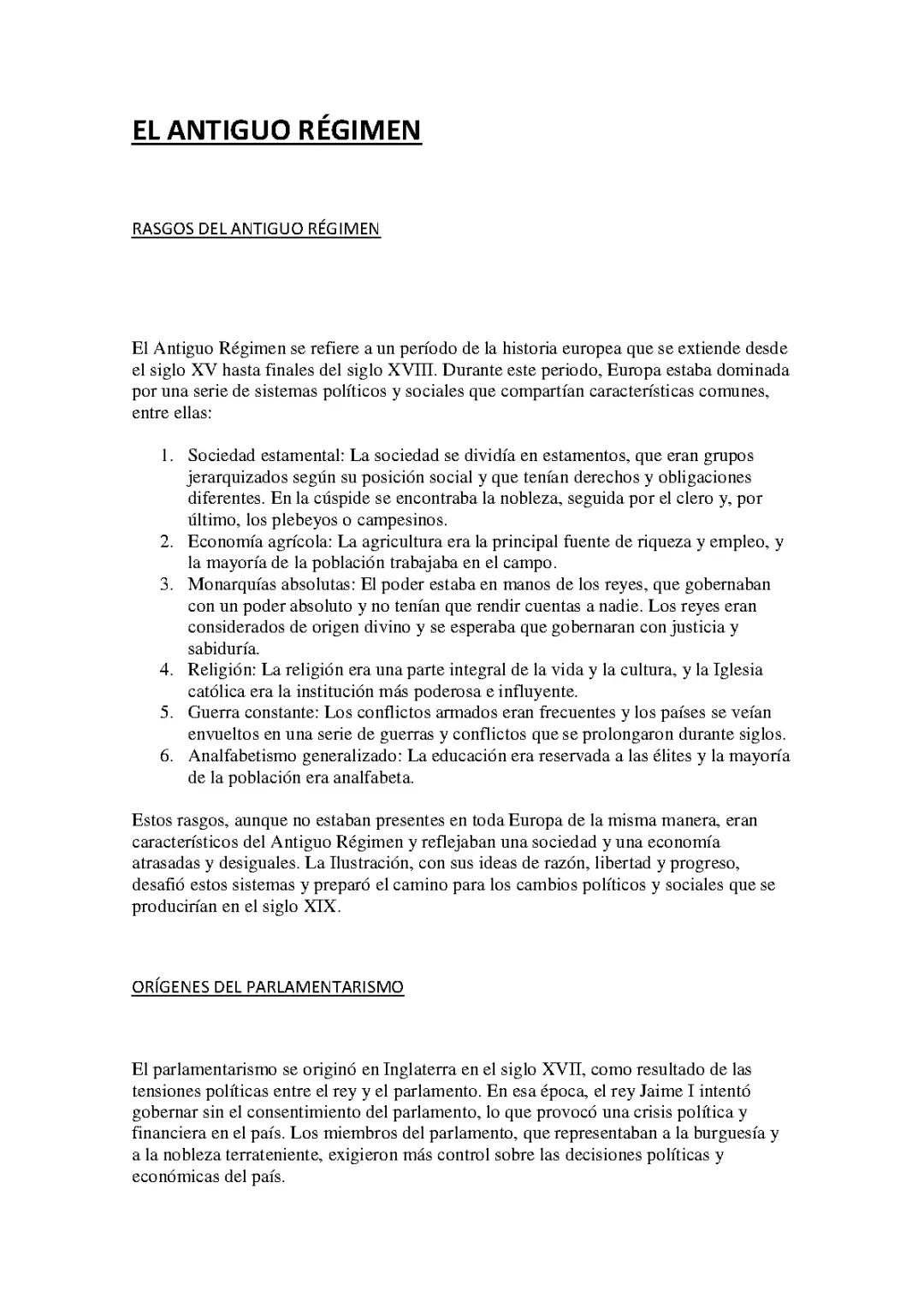 HISTORIA DEL MUNDO CONTEMPORANEO: EL ANTIGUO RÉGIMEN