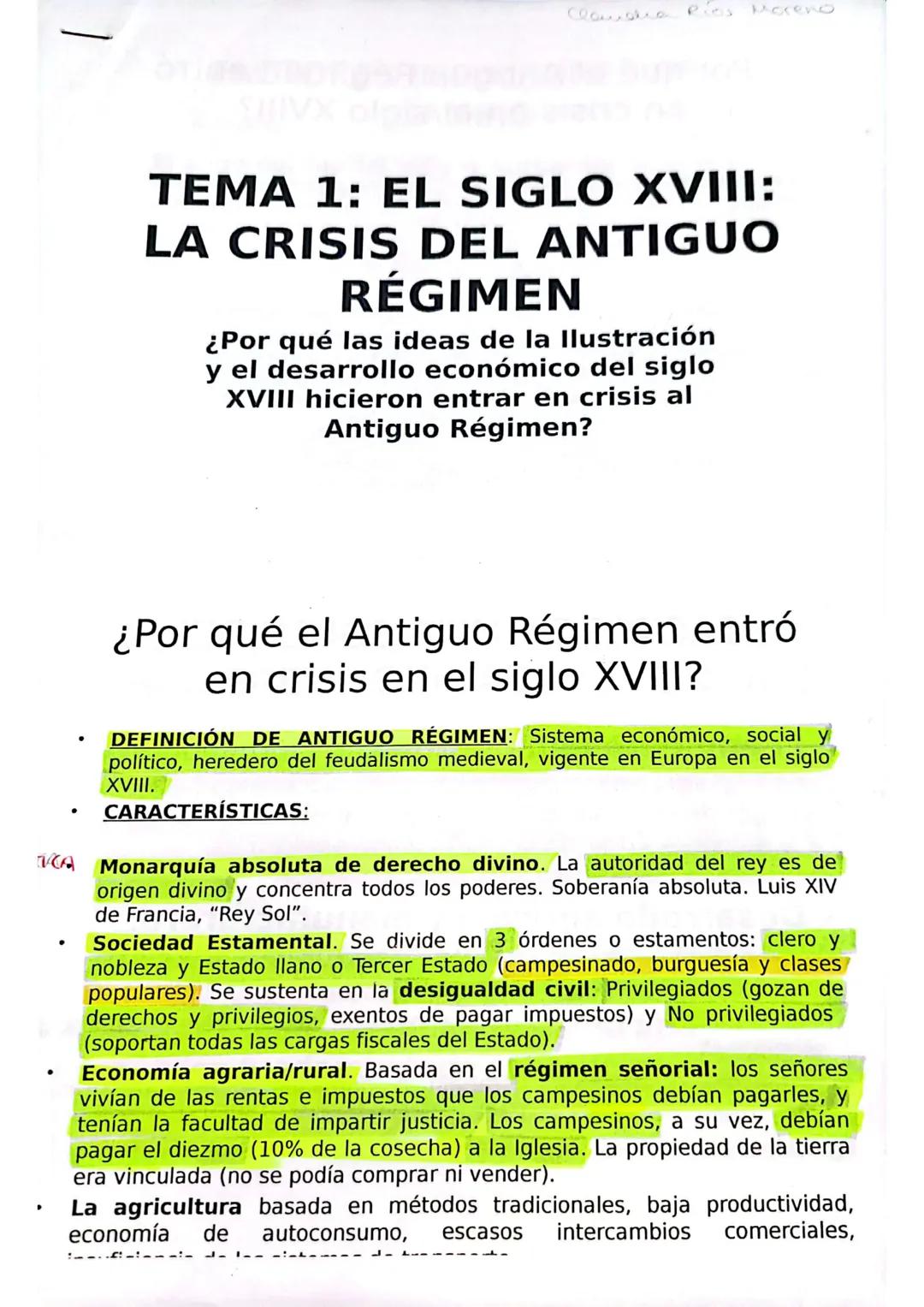 |
Claudia
Pios
Moreno
TEMA 1: EL SIGLO XVIII:
LA CRISIS DEL ANTIGUO
RÉGIMEN
¿Por qué las ideas de la Ilustración
y el desarrollo económico d
