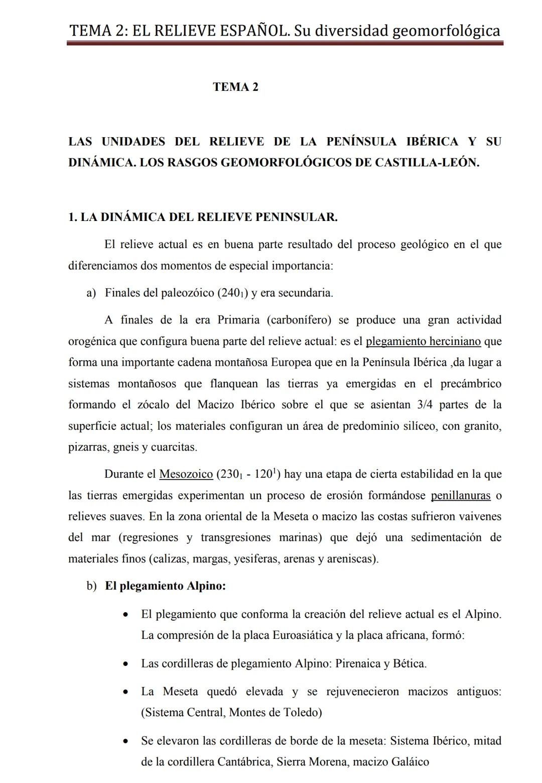 El relieve peninsular