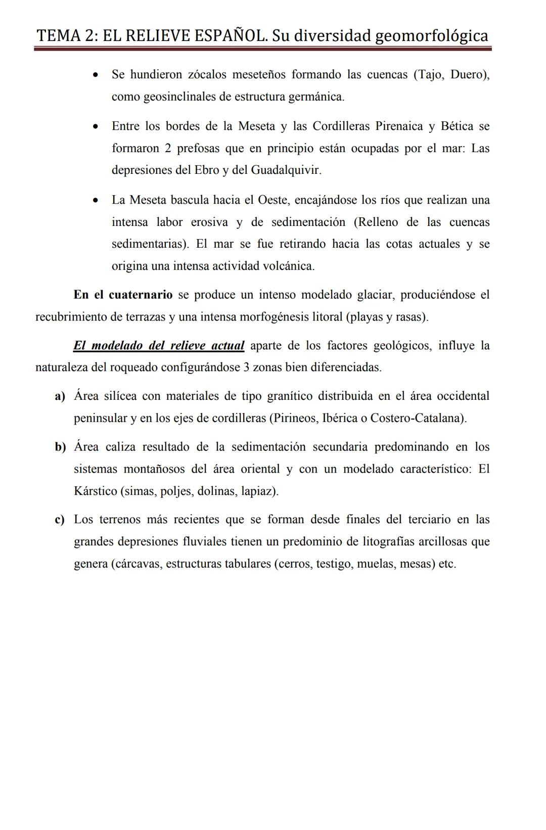 # TEMA 2: EL RELIEVE ESPAÑOL. Su diversidad geomorfológica
## TEMA 2
LAS UNIDADES DEL RELIEVE DE LA PENÍNSULA IBÉRICA Y SU
DINÁMICA. LOS R