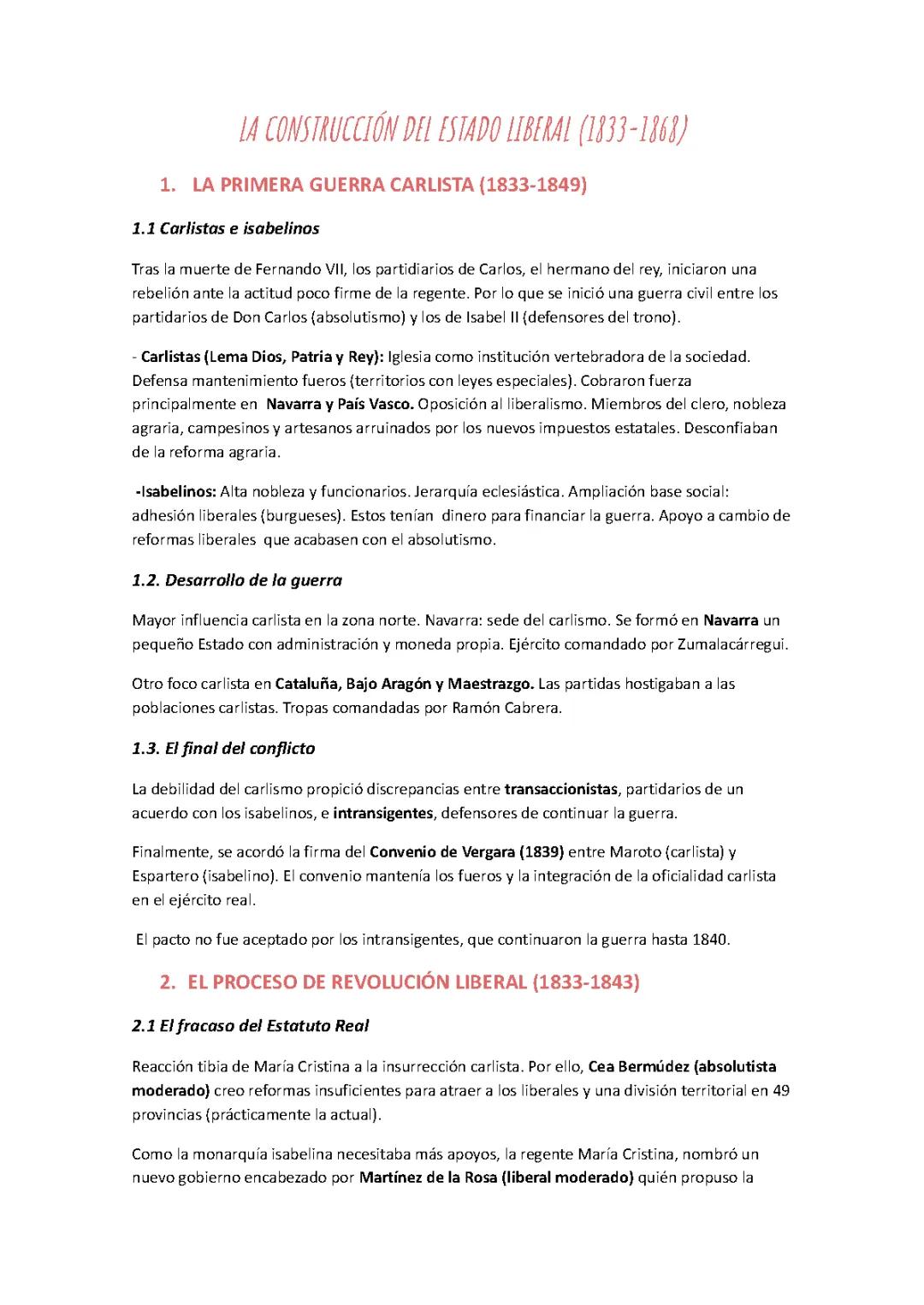 TEMA 6: LA CONSTRUCCIÓN DEL ESTADO LIBERAL (1833-1868)